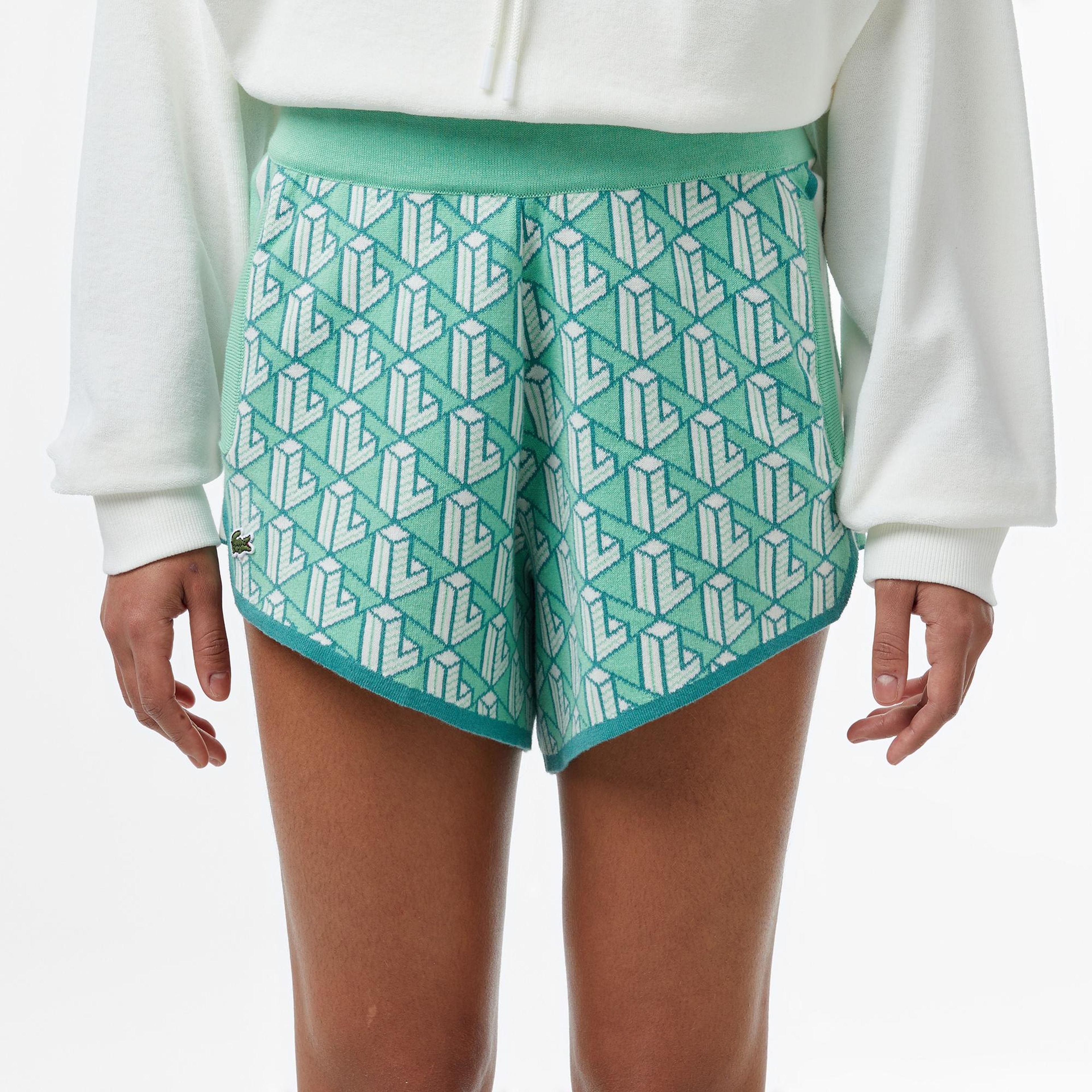 Lacoste Kadın Relaxed Fit Monogram Açık Yeşil Şort