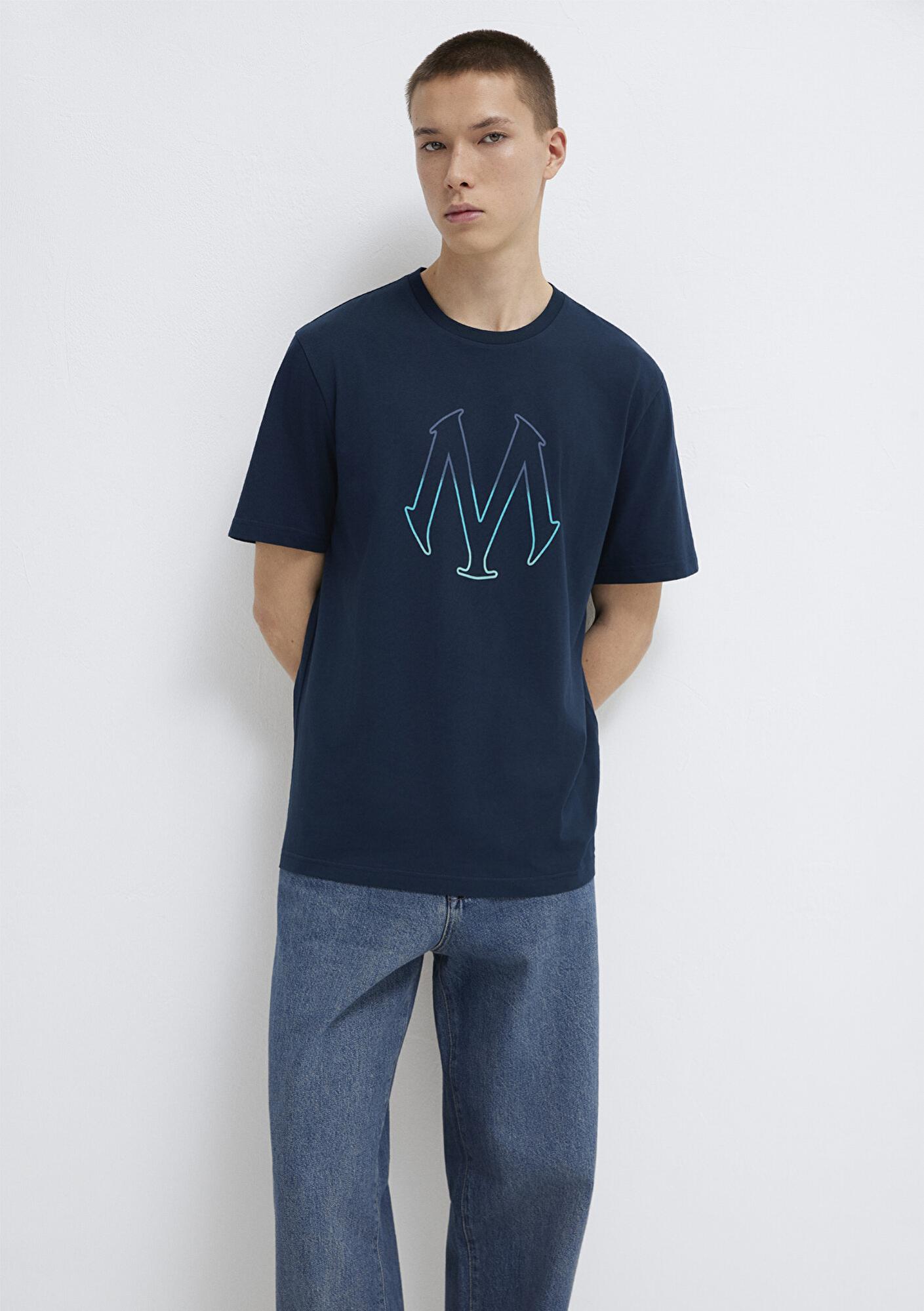Mavi Mavi Logo Baskılı Lacivert Tişört Regular Fit / Normal Kesim 0610635-70490