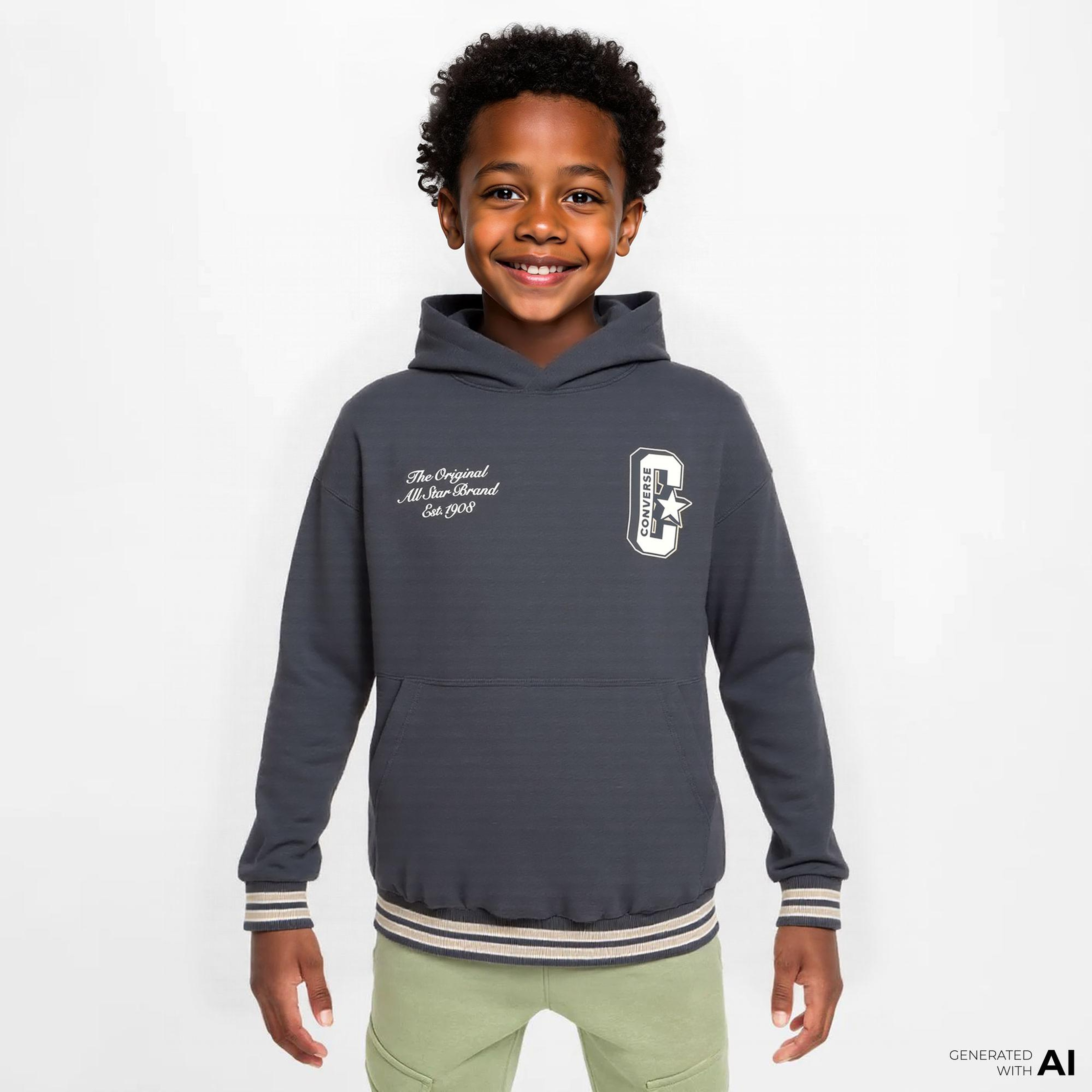 Converse Retro Varsıty Çocuk Gri Hoodie