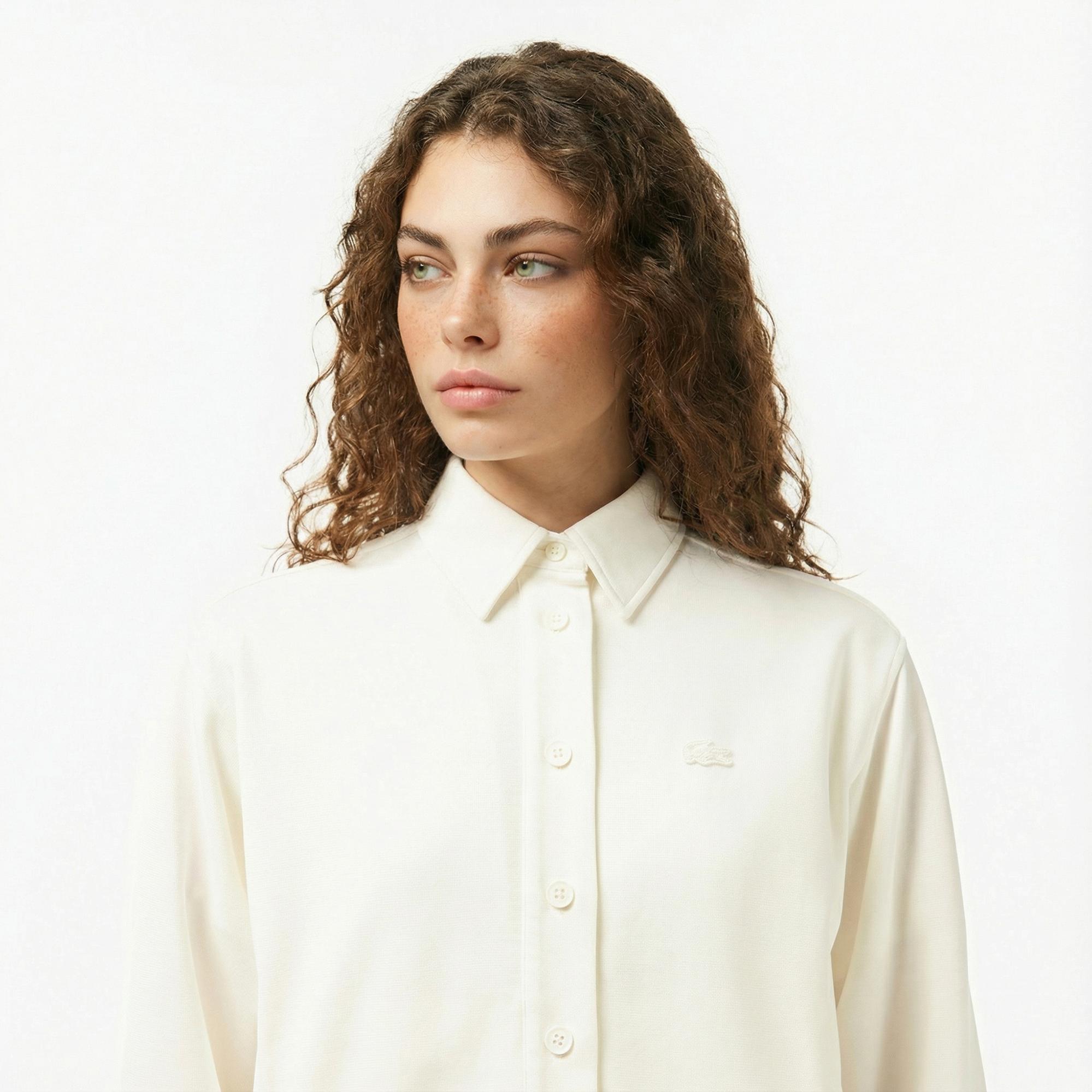 Lacoste Kadın Regular Fit Beyaz Gömlek