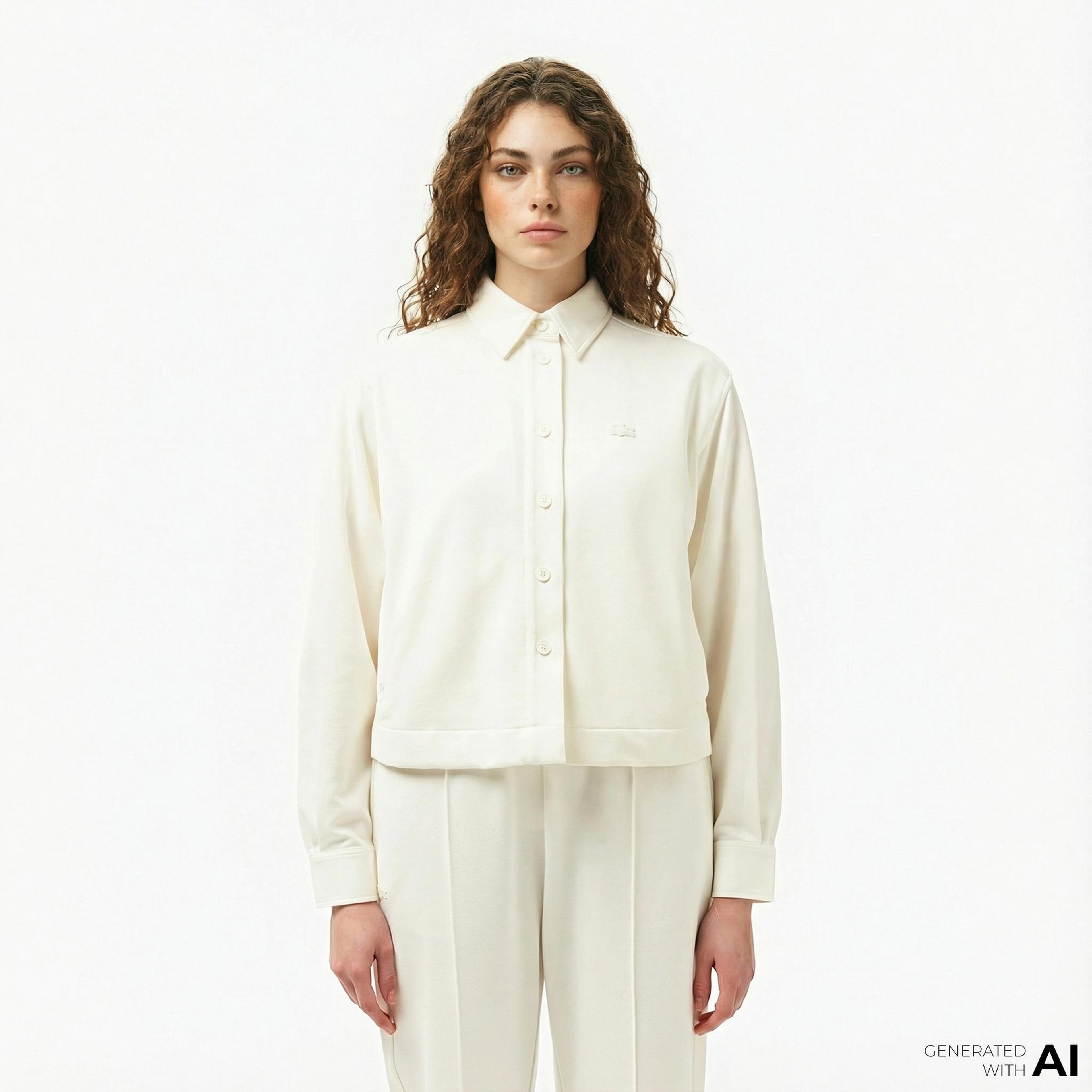 Lacoste Kadın Regular Fit Beyaz Gömlek