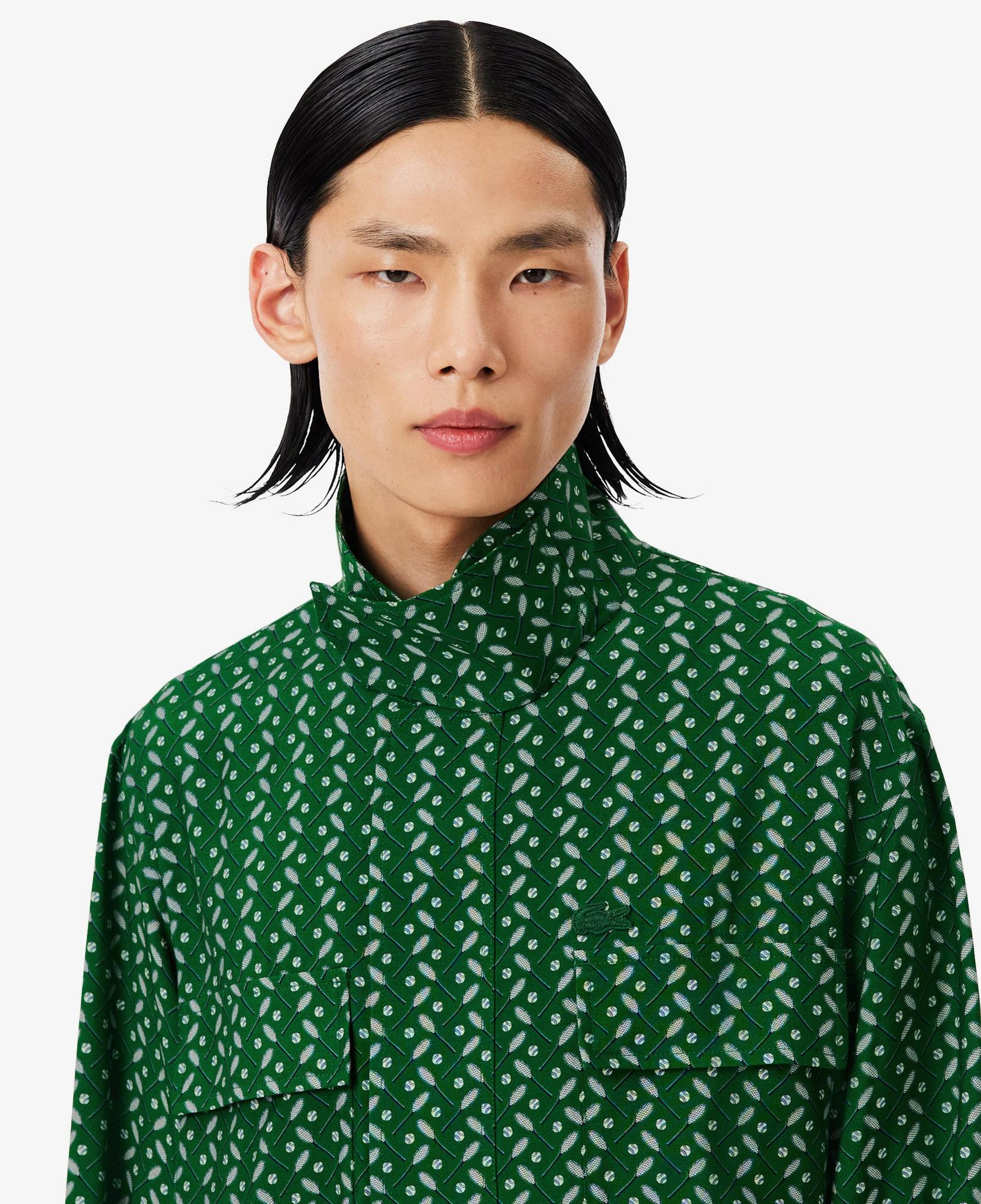 Lacoste Runway Erkek Regular Fit Dik Yaka Desenli Yeşil Ceket