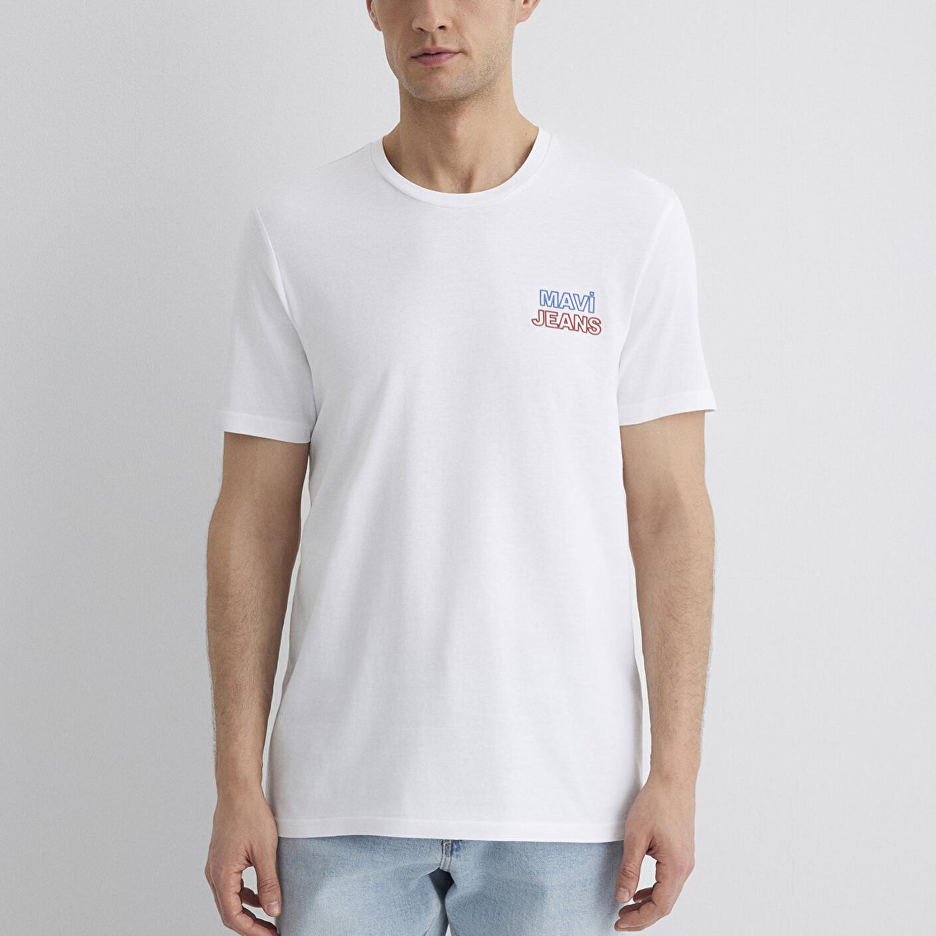 Mavi Mavi Jeans Baskılı Beyaz Tişört Slim Fit / Dar Kesim 066841-620