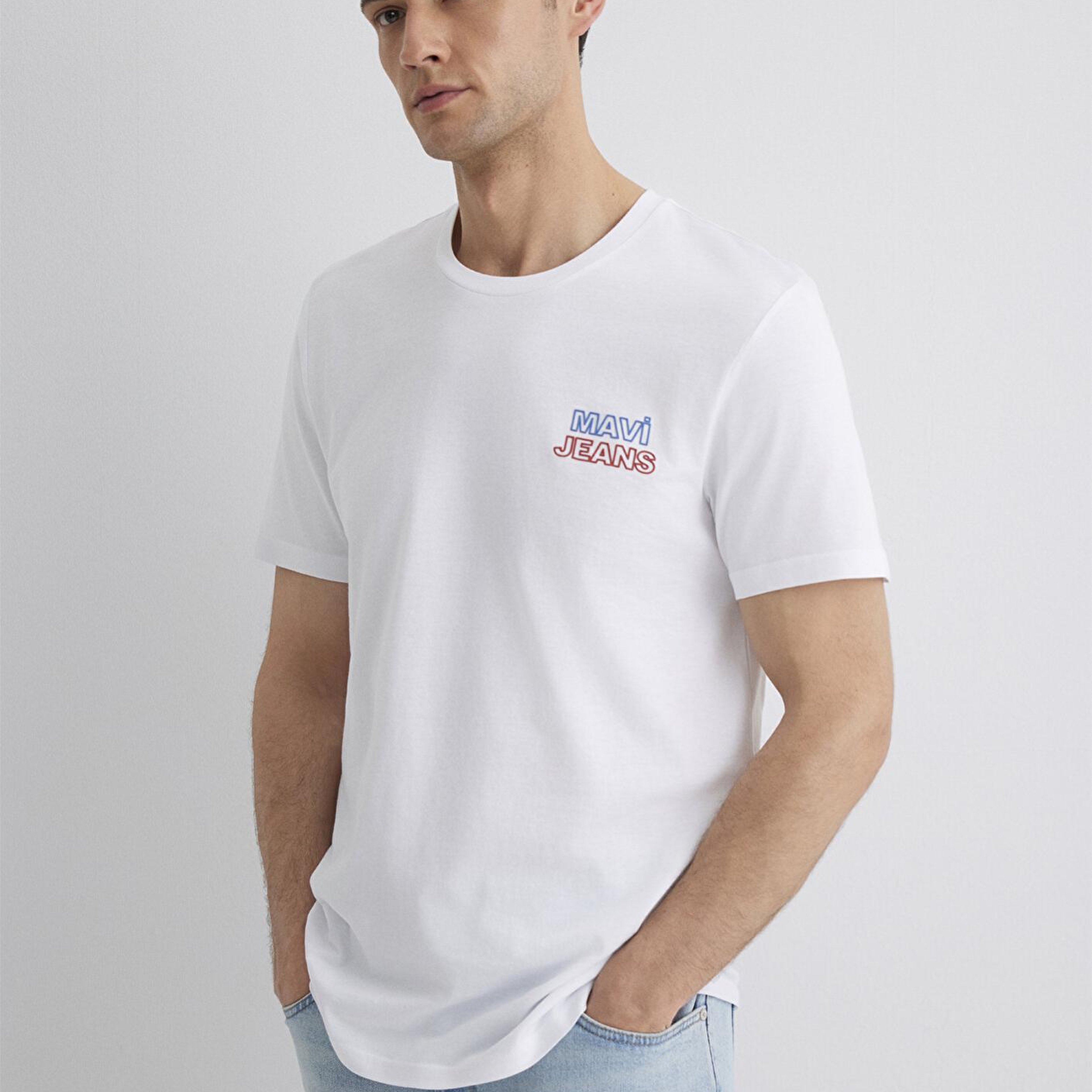 Mavi Mavi Jeans Baskılı Beyaz Tişört Slim Fit / Dar Kesim 066841-620