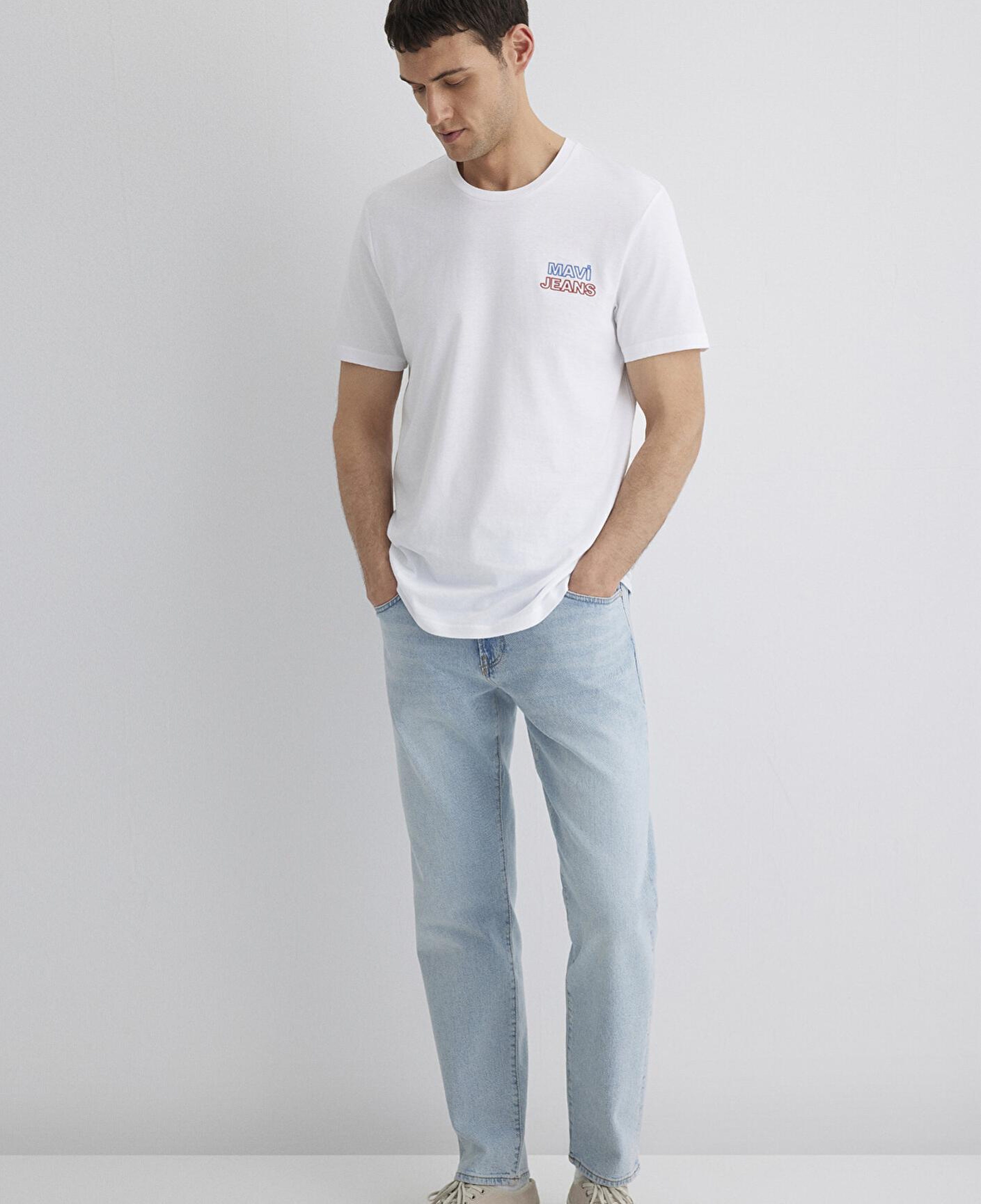 Mavi Mavi Jeans Baskılı Beyaz Tişört Slim Fit / Dar Kesim 066841-620