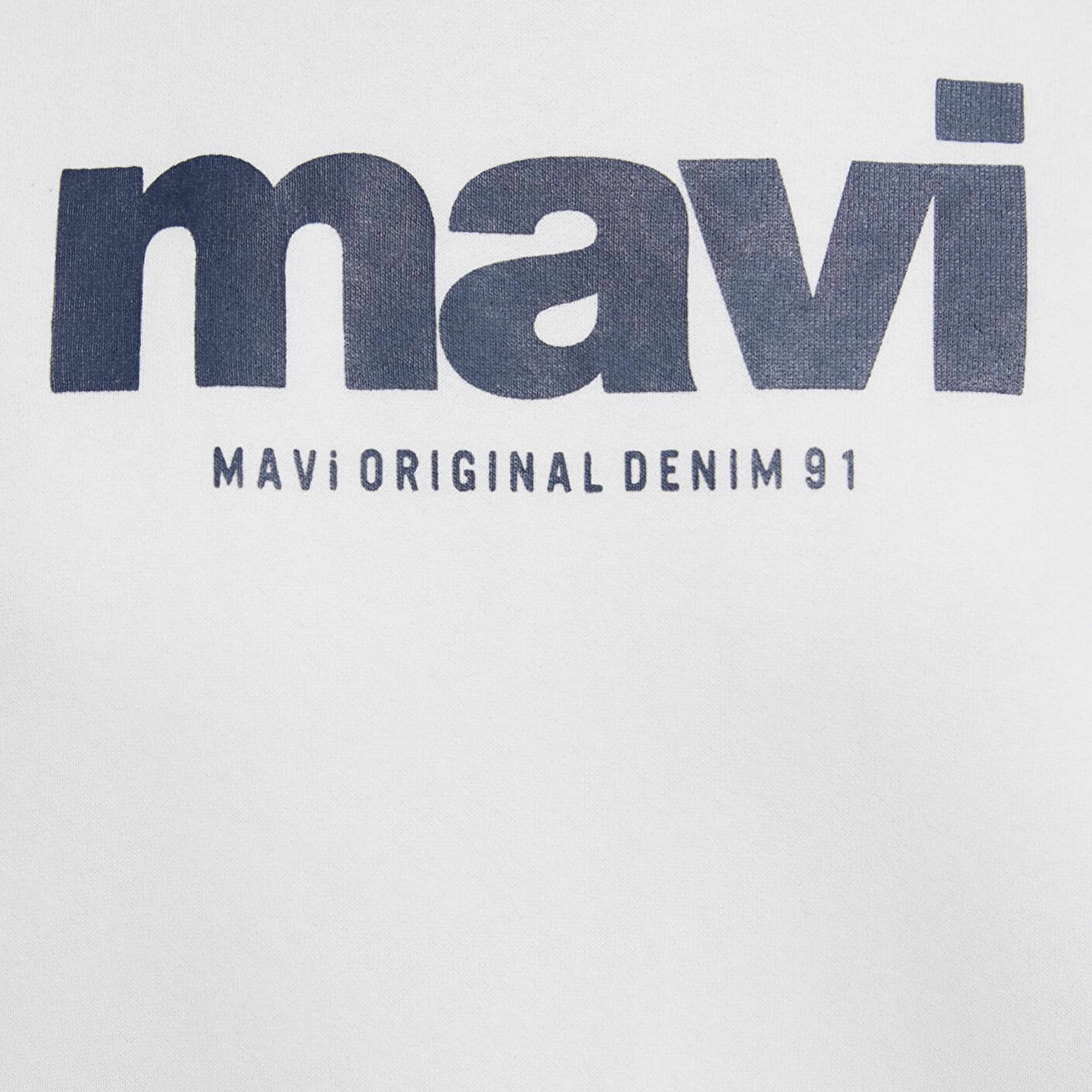 Mavi Mavi Logo Baskılı Kapüşonlu Ekru Sweatshirt 168334-81964
