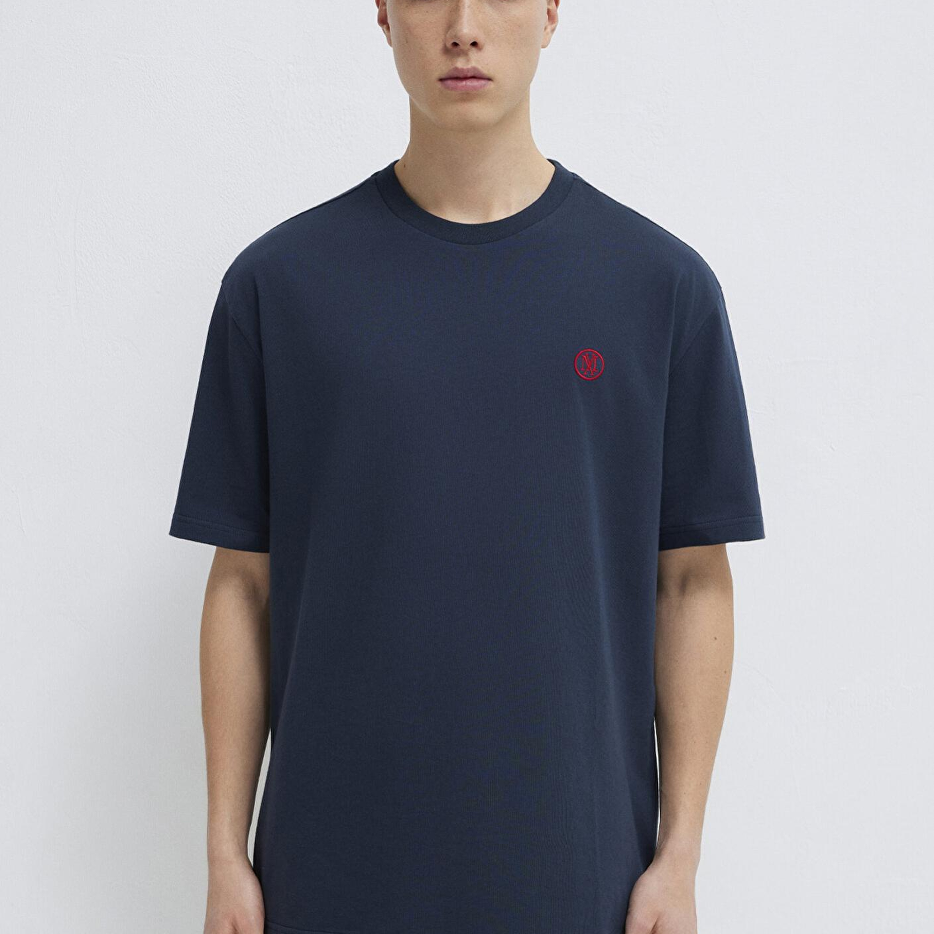 Mavi Mavi Logo İşlemeli Lacivert Basic Tişört Loose Fit / Bol Rahat Kesim 067074-33207