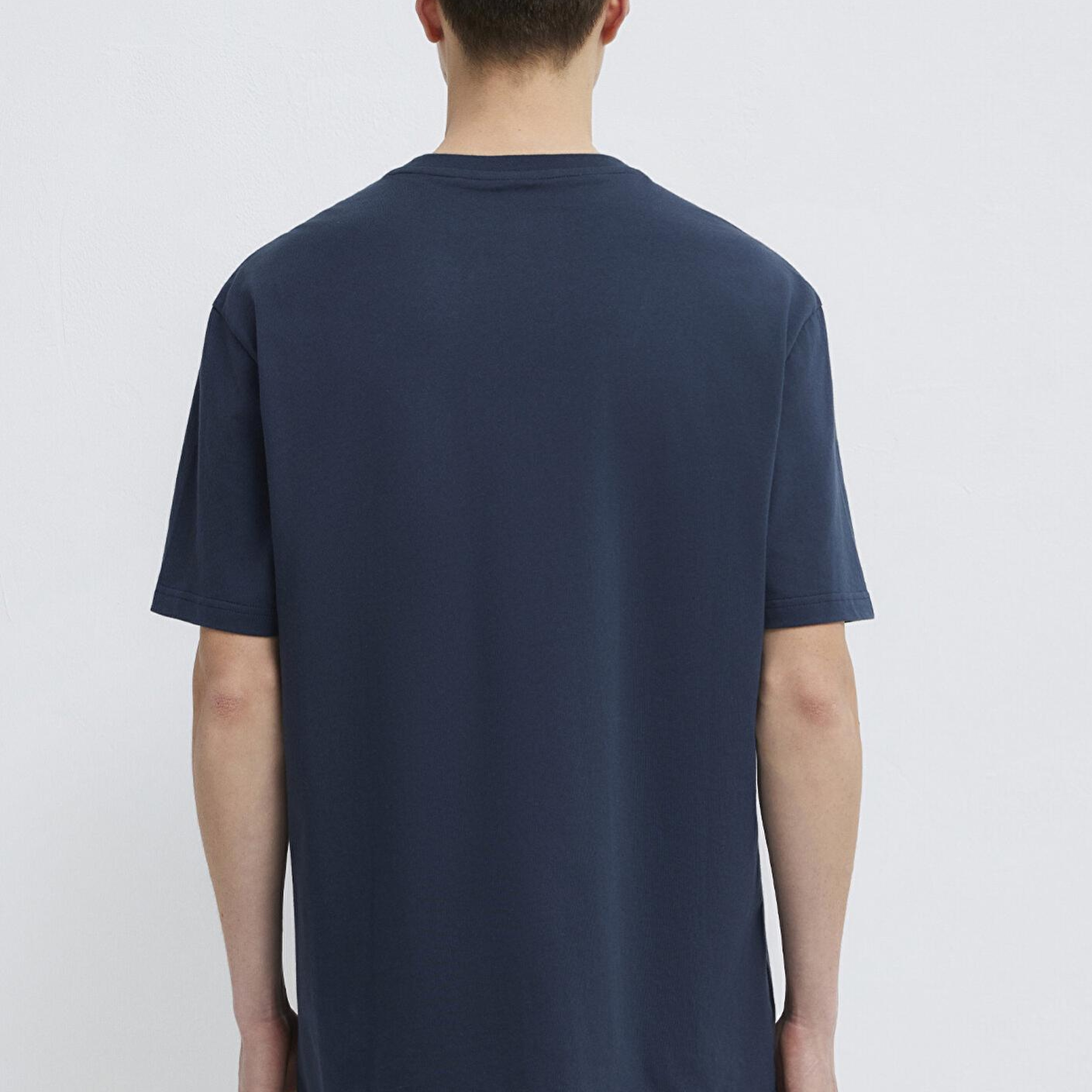 Mavi Mavi Logo İşlemeli Lacivert Basic Tişört Loose Fit / Bol Rahat Kesim 067074-33207