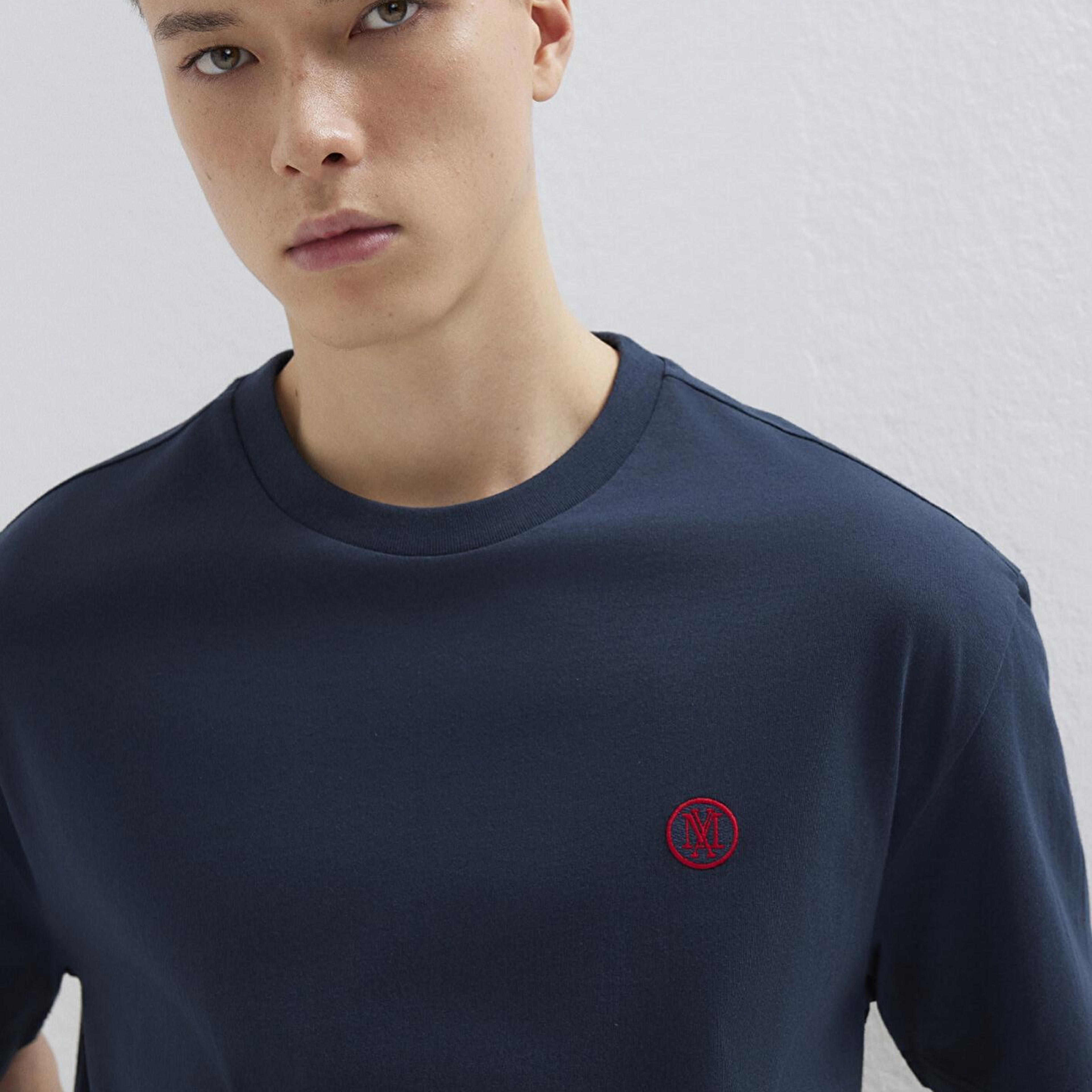 Mavi Mavi Logo İşlemeli Lacivert Basic Tişört Loose Fit / Bol Rahat Kesim 067074-33207