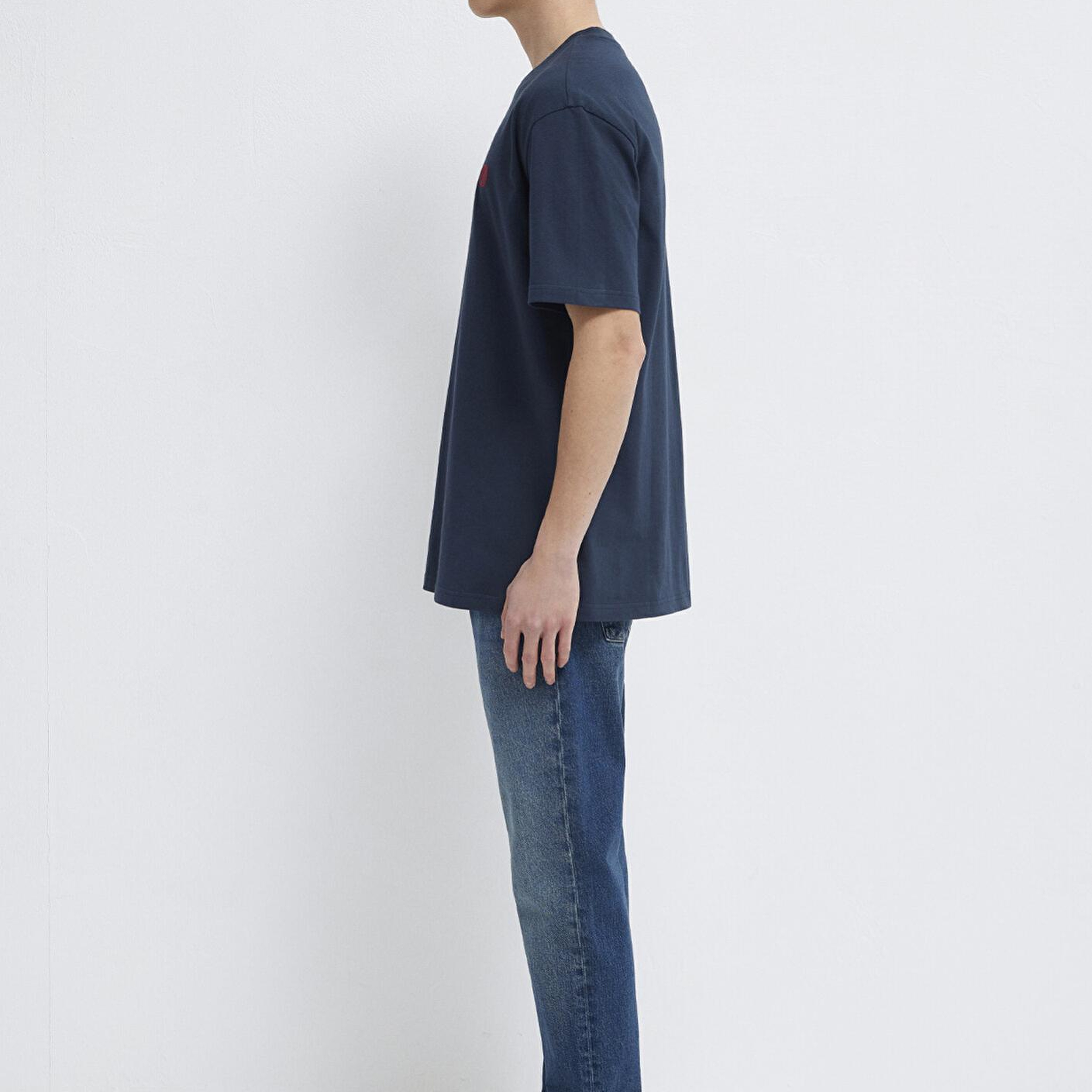 Mavi Mavi Logo İşlemeli Lacivert Basic Tişört Loose Fit / Bol Rahat Kesim 067074-33207