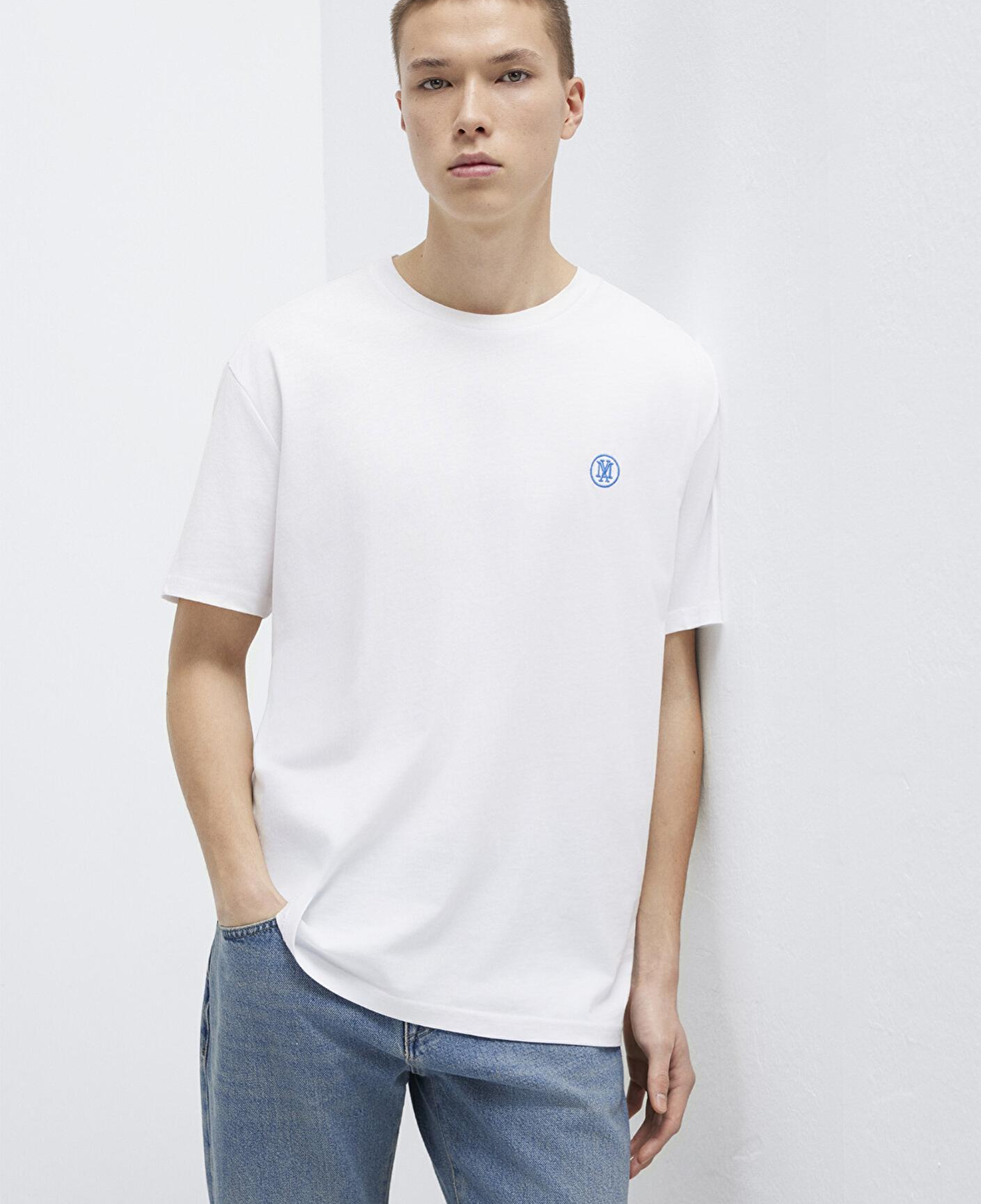 Mavi Mavi Logo İşlemeli Beyaz Basic Tişört Loose Fit / Bol Rahat Kesim 067074-620