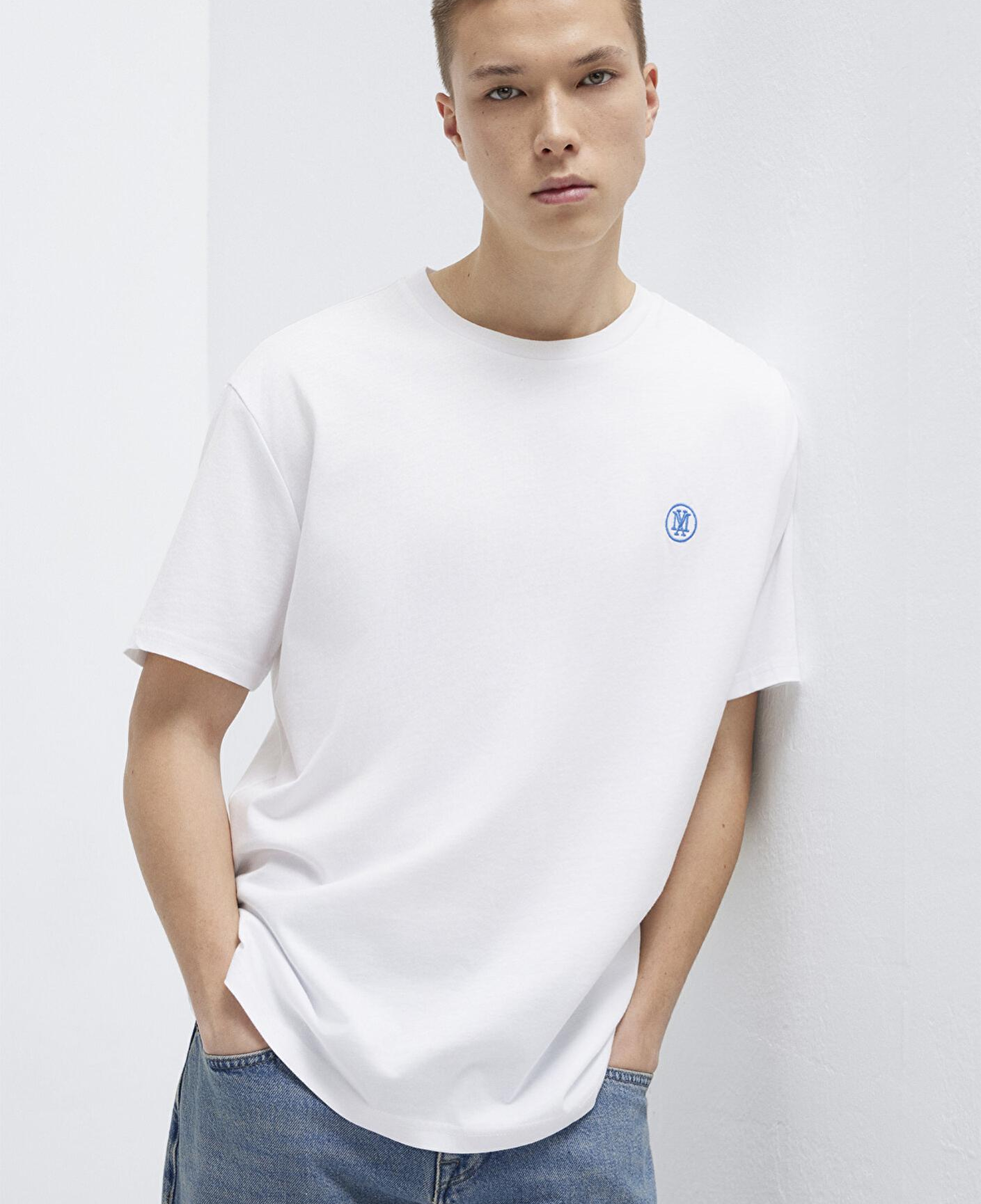 Mavi Mavi Logo İşlemeli Beyaz Basic Tişört Loose Fit / Bol Rahat Kesim 067074-620