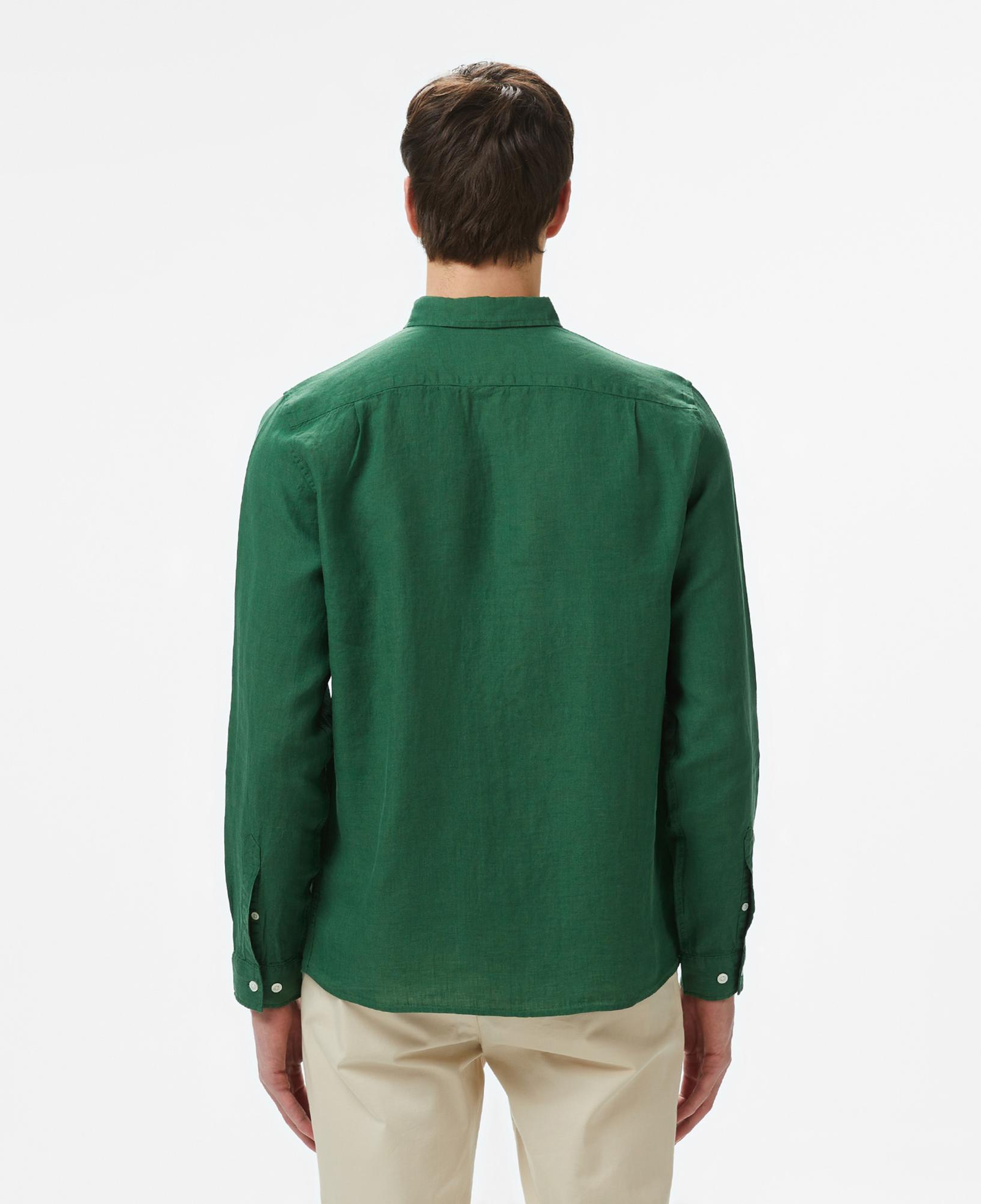 Lacoste Erkek Regular Fit Düğmeli Yaka Keten Koyu Yeşil Gömlek