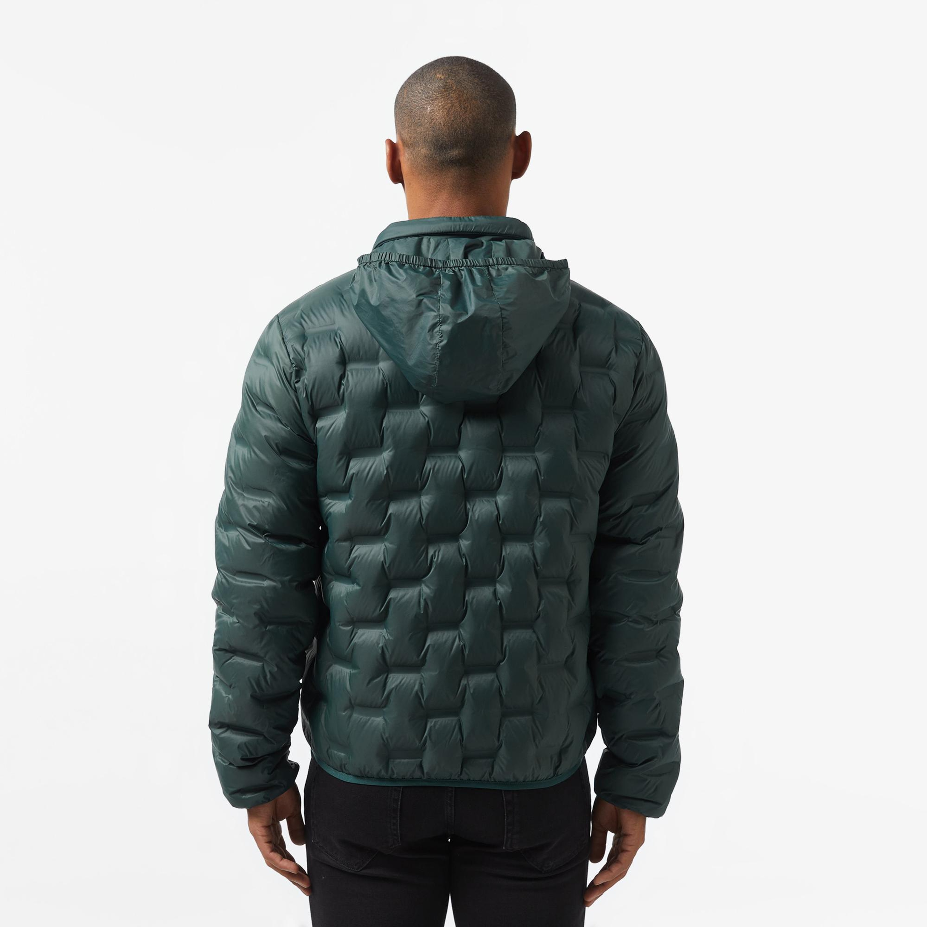 Lacoste Erkek Regular Fit Kapüşonlu Kapitone Koyu Yeşil Mont
