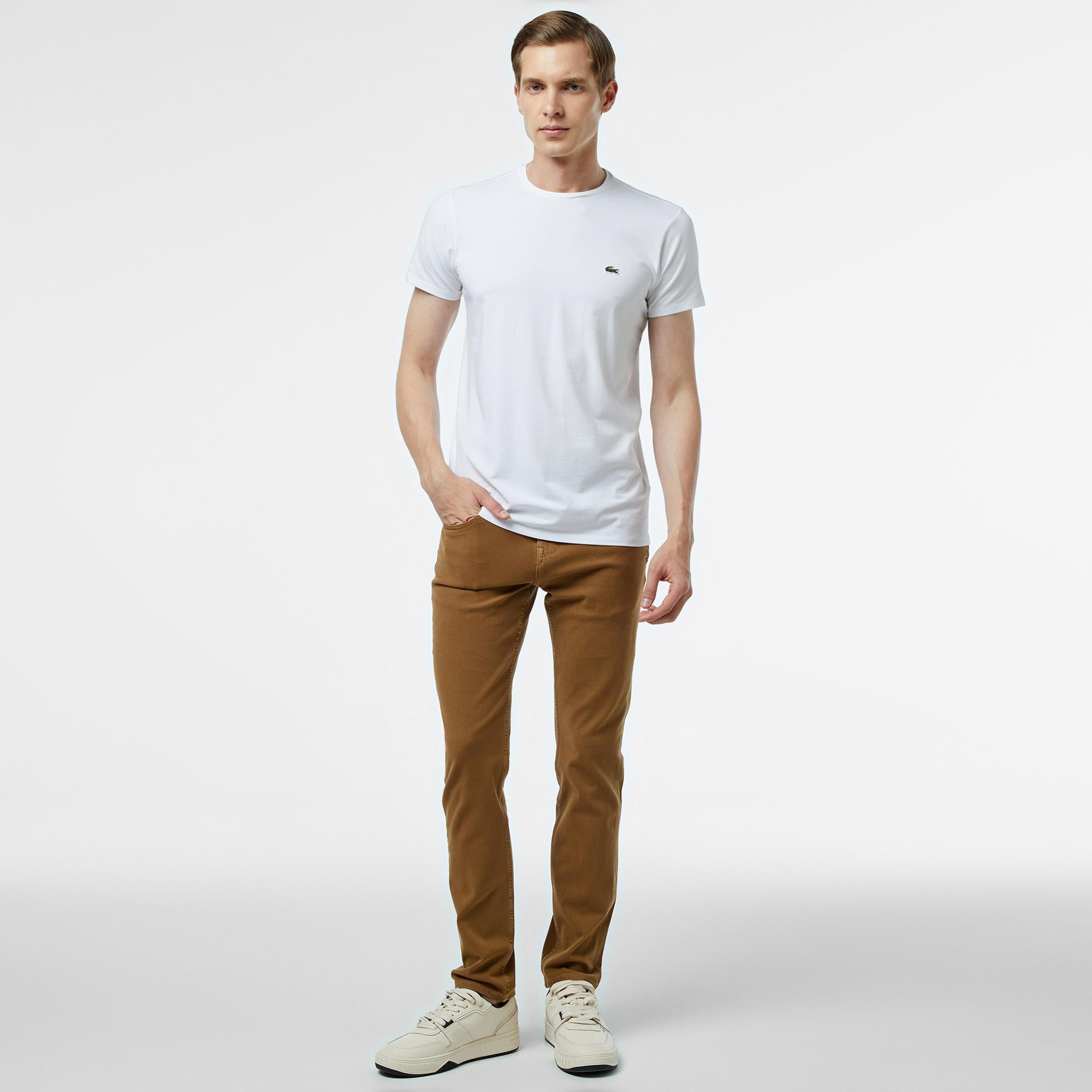 Lacoste Erkek Slim Fit Kahverengi Jean Pantolon