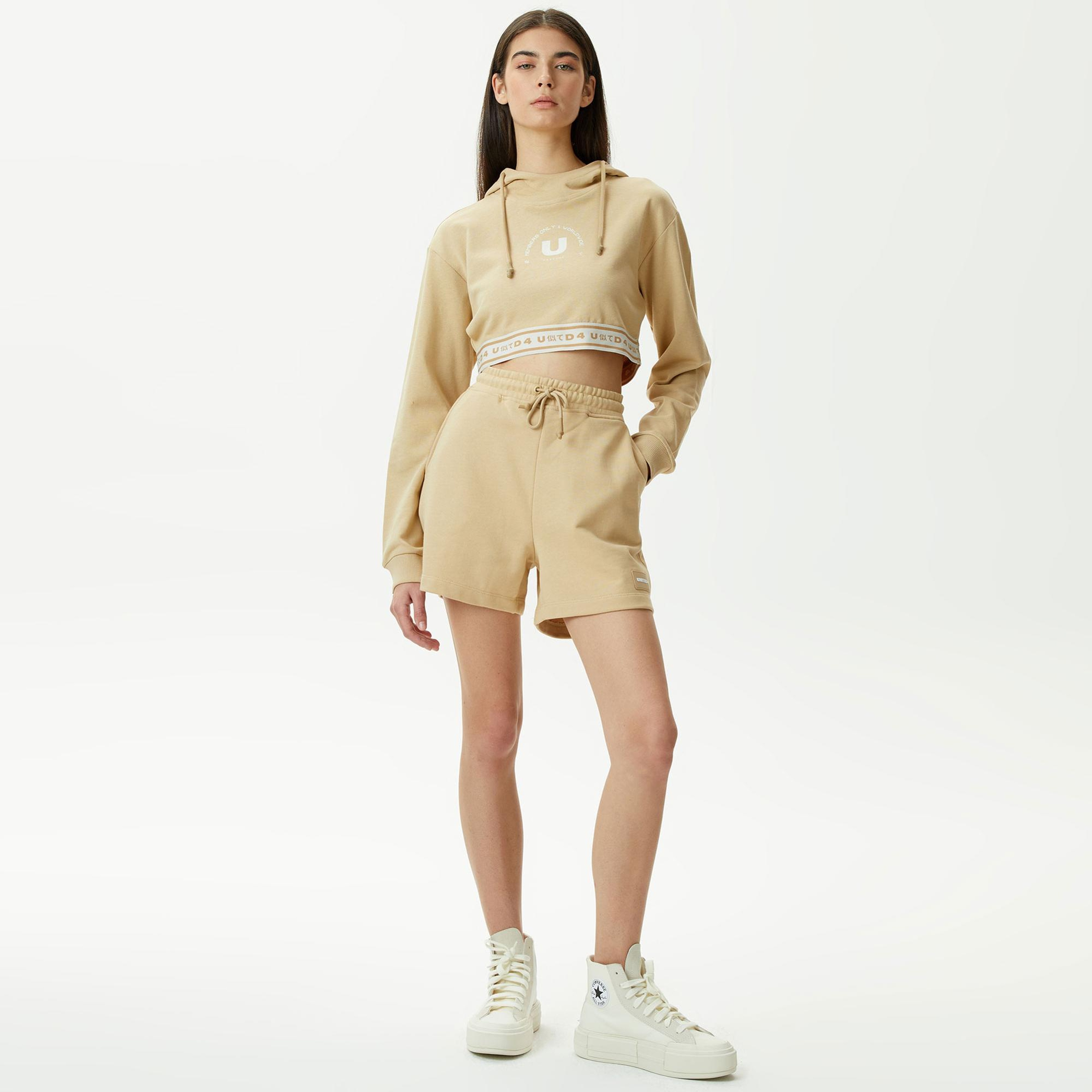 UNITED4 Classic Kadın Krem Hoodie