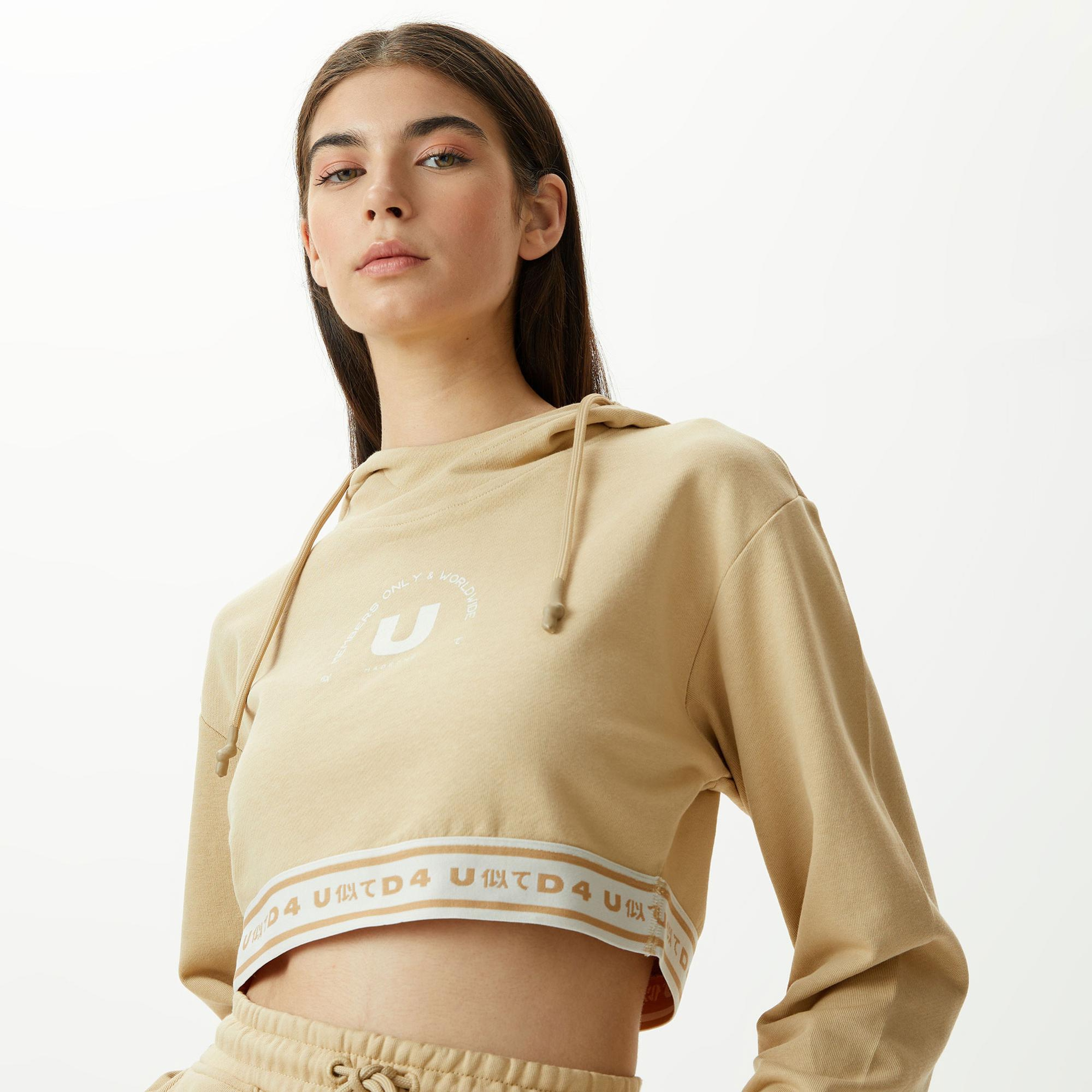 UNITED4 Classic Kadın Krem Hoodie