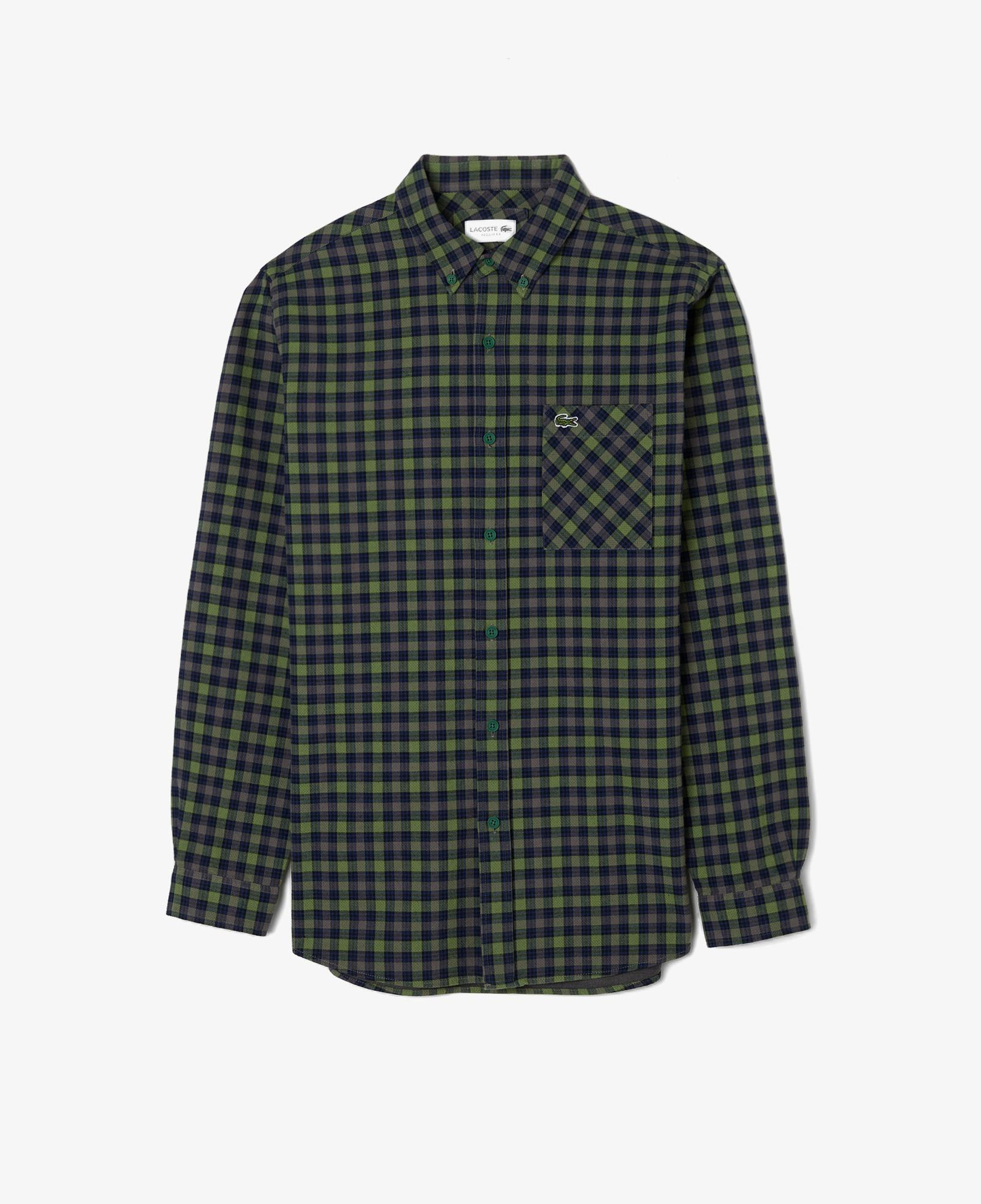 Erkek Regular Fit Ekose Koyu Yeşil Gömlek