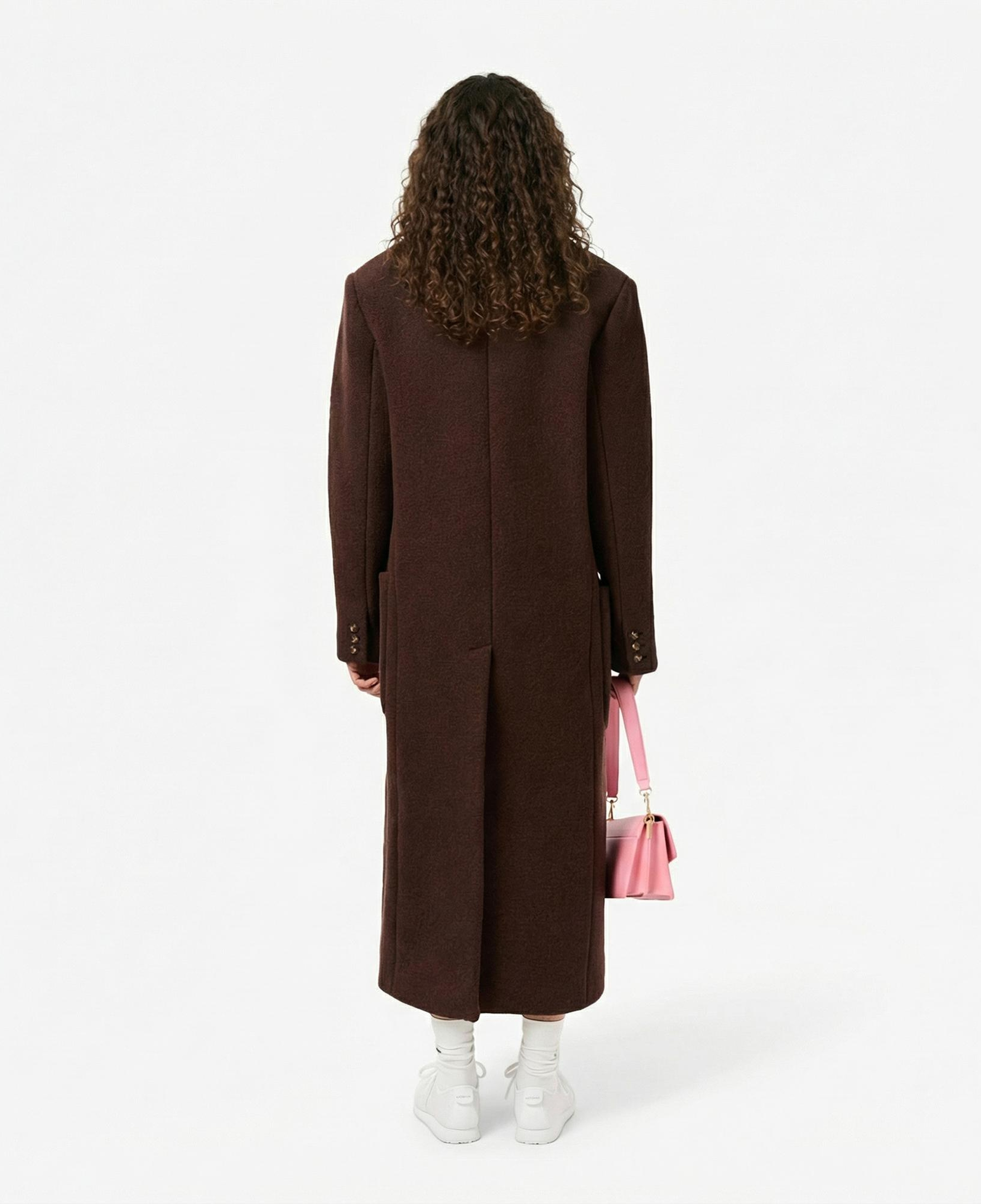 Lacoste Kadın Relaxed Fit Yün Kahverengi Kaban