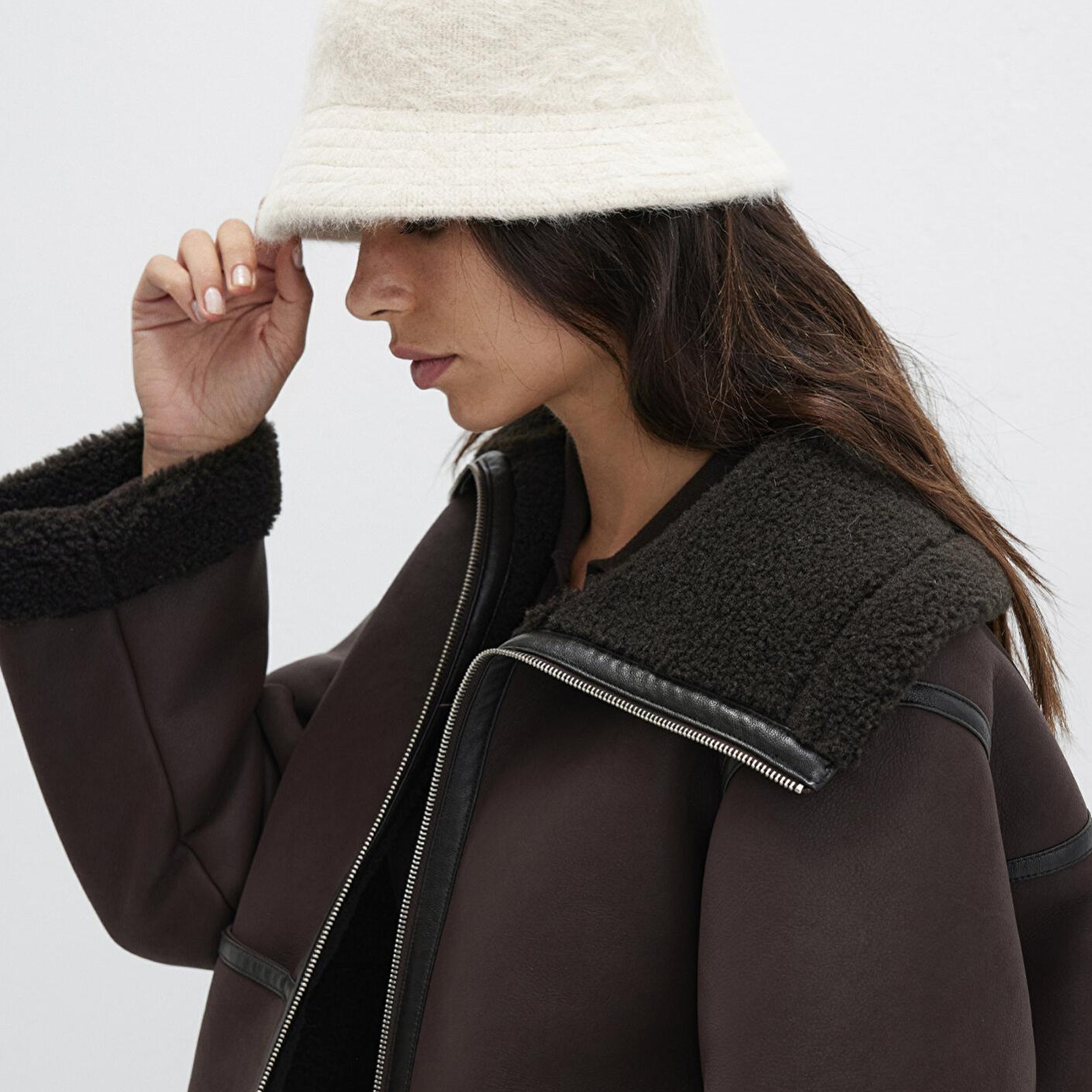 Mavi Peluş Bej Bucket Şapka 198988-34610