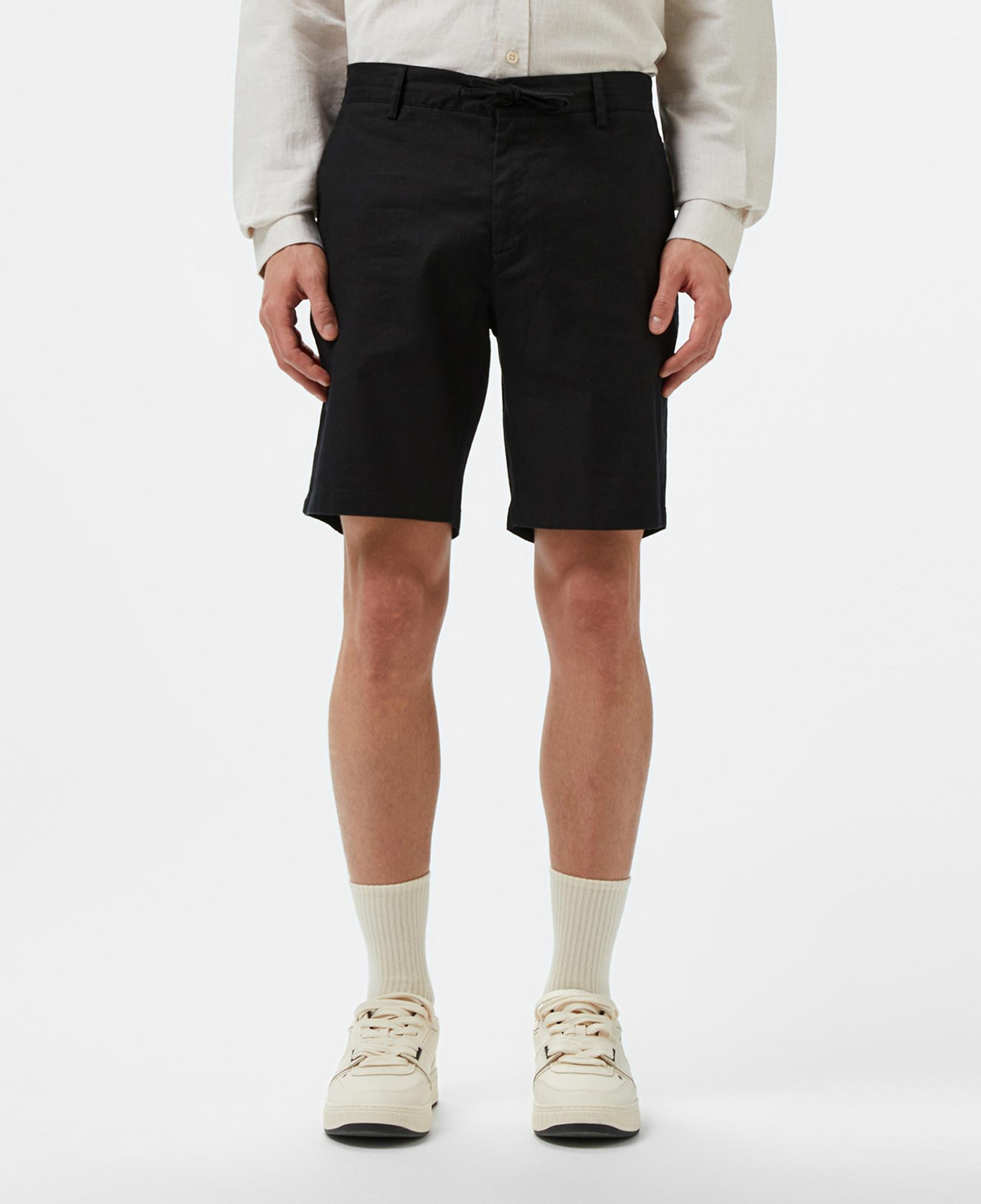 Lacoste Erkek Regular Fit Keten Siyah Bermuda Şort