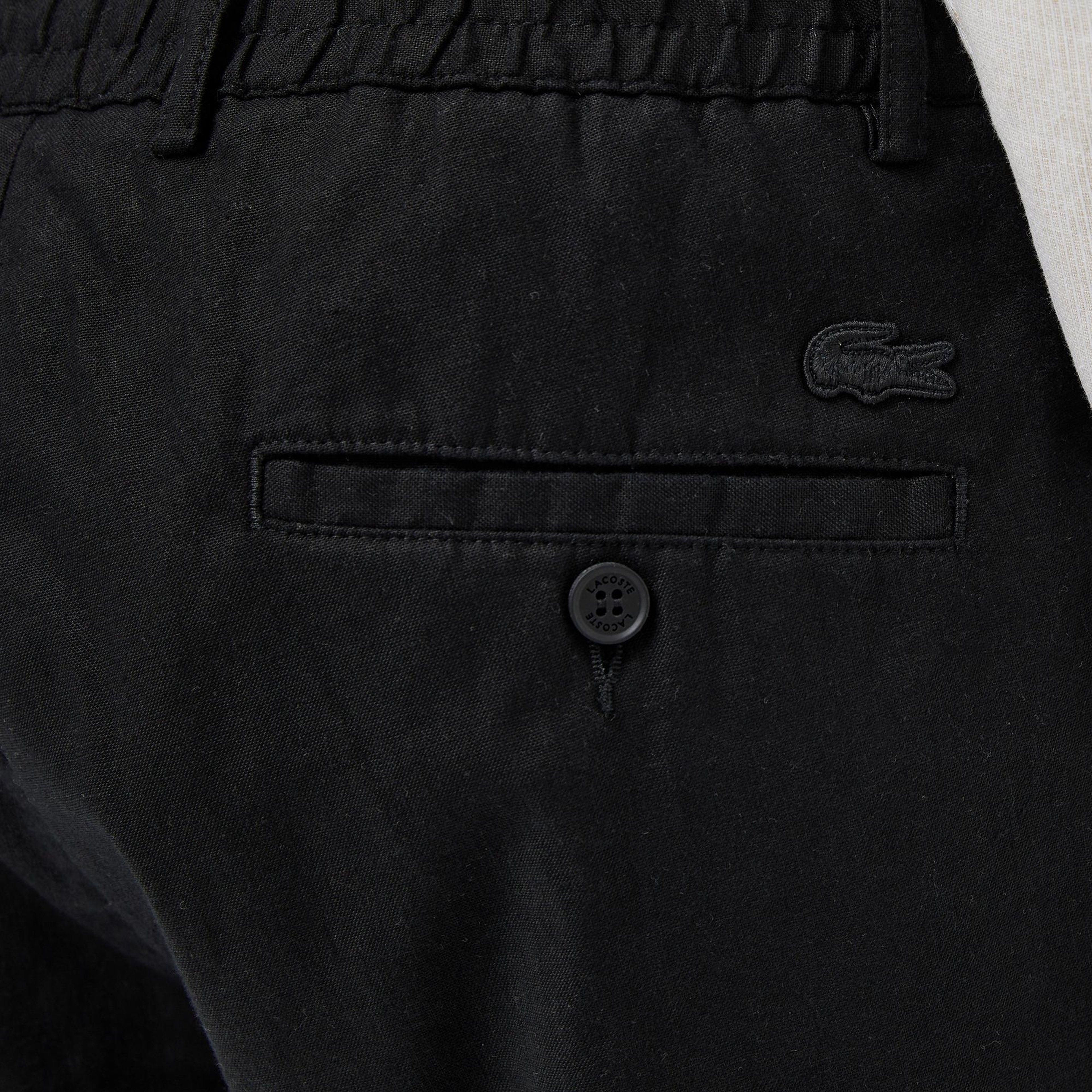 Lacoste Erkek Regular Fit Keten Siyah Bermuda Şort