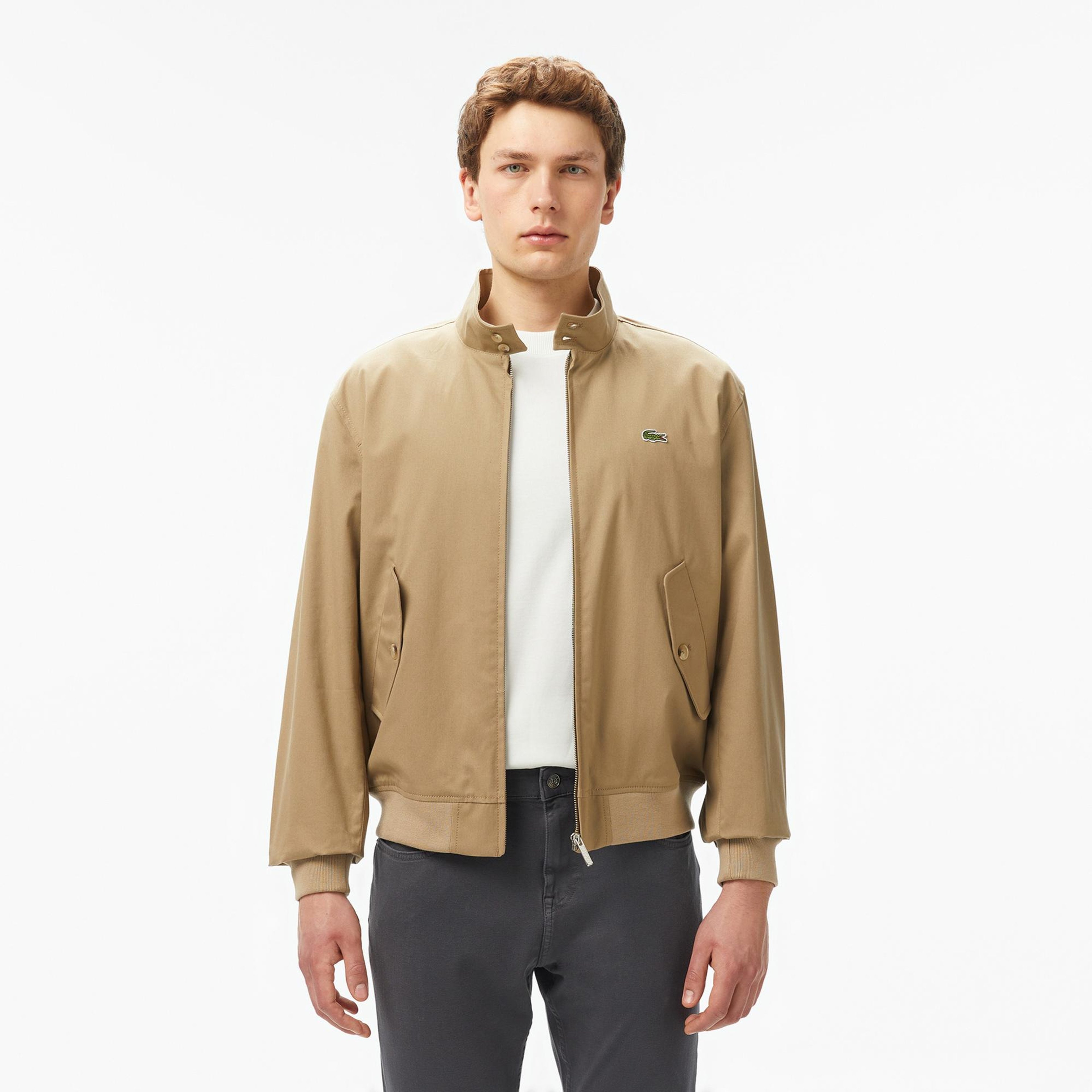 Lacoste Erkek Regular Fit Dik Yaka Su Geçirmez Bej Ceket