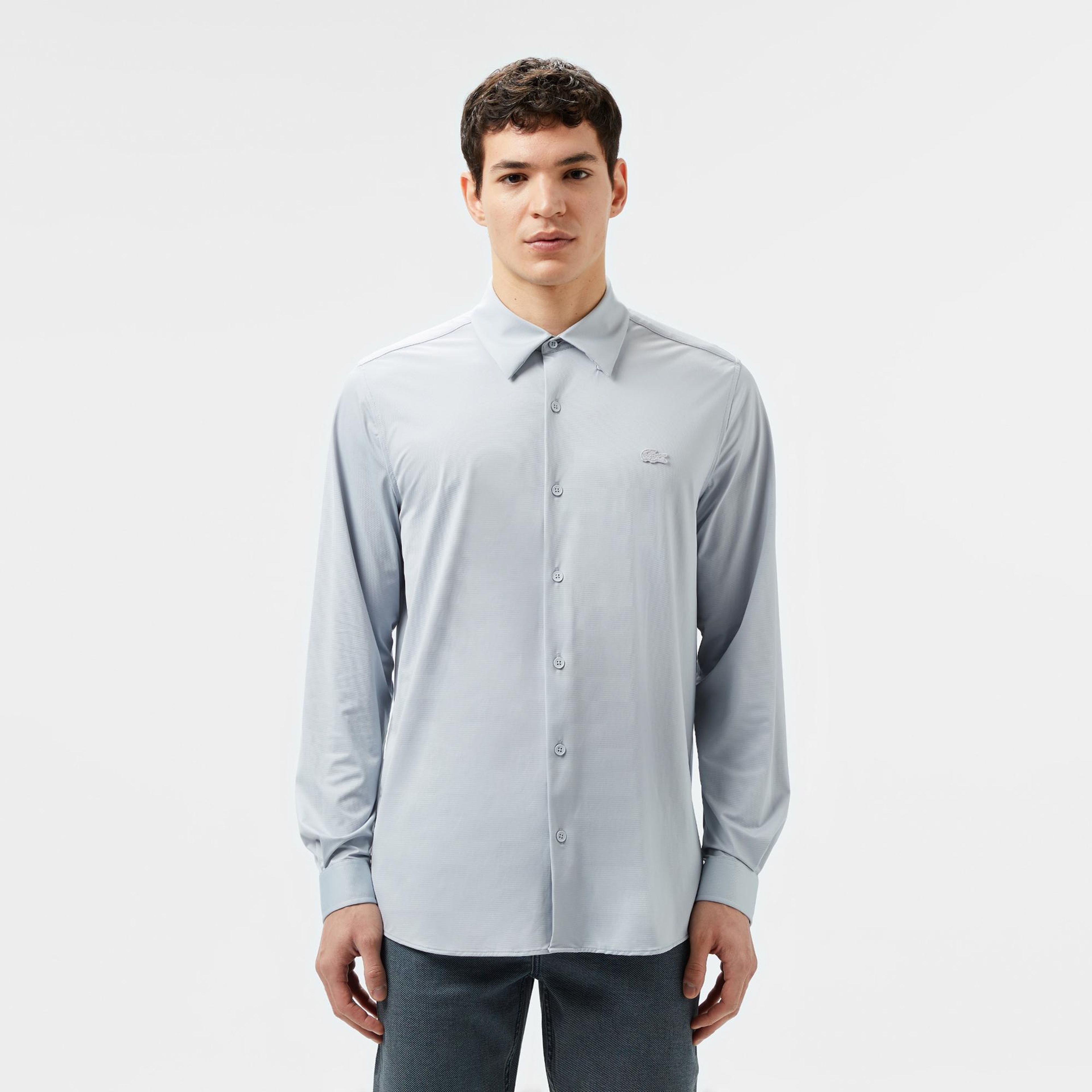Lacoste Erkek Slim Fit Gri Gömlek