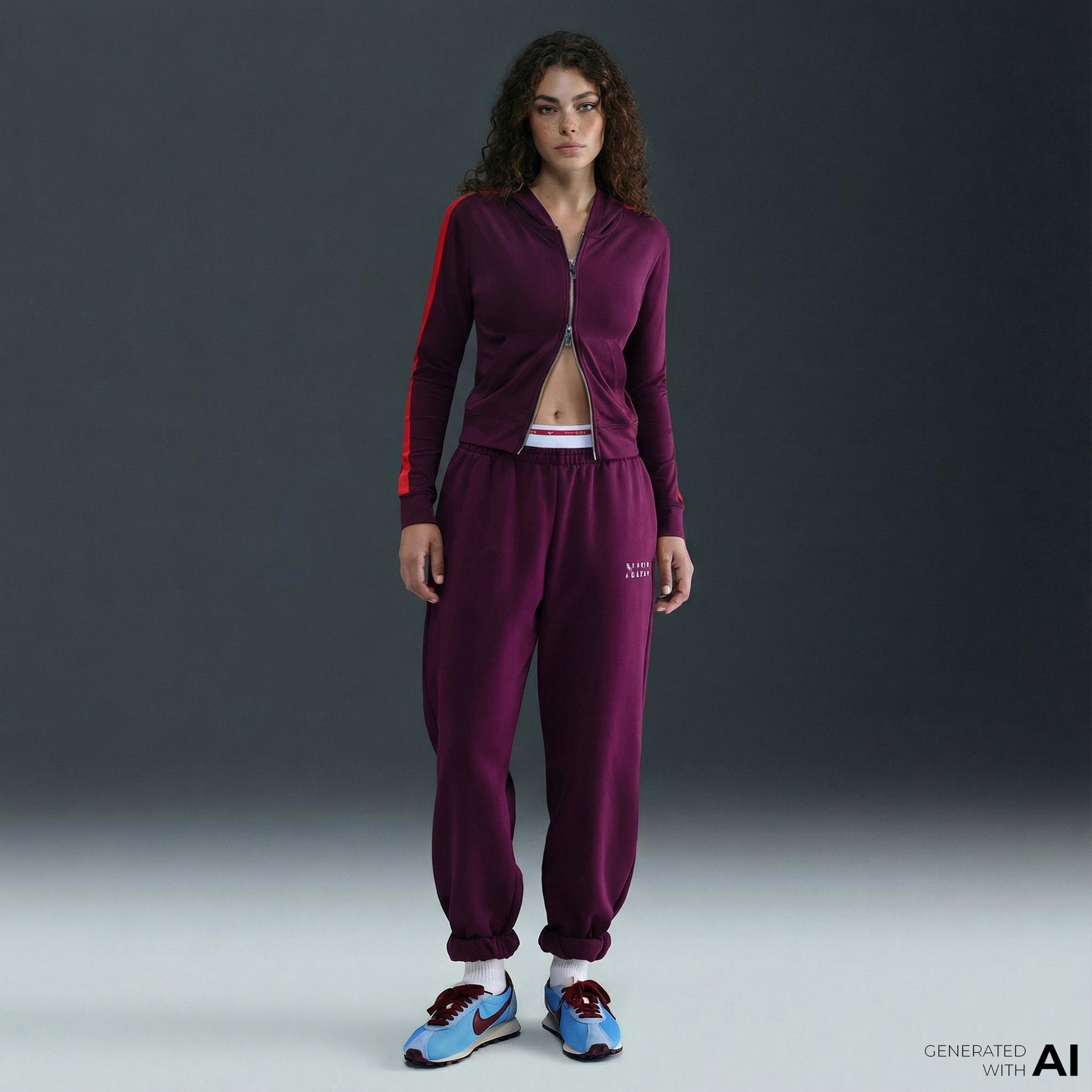 Nike Sportswear Full-Zip Hooded Kadın Bordo Hoodie