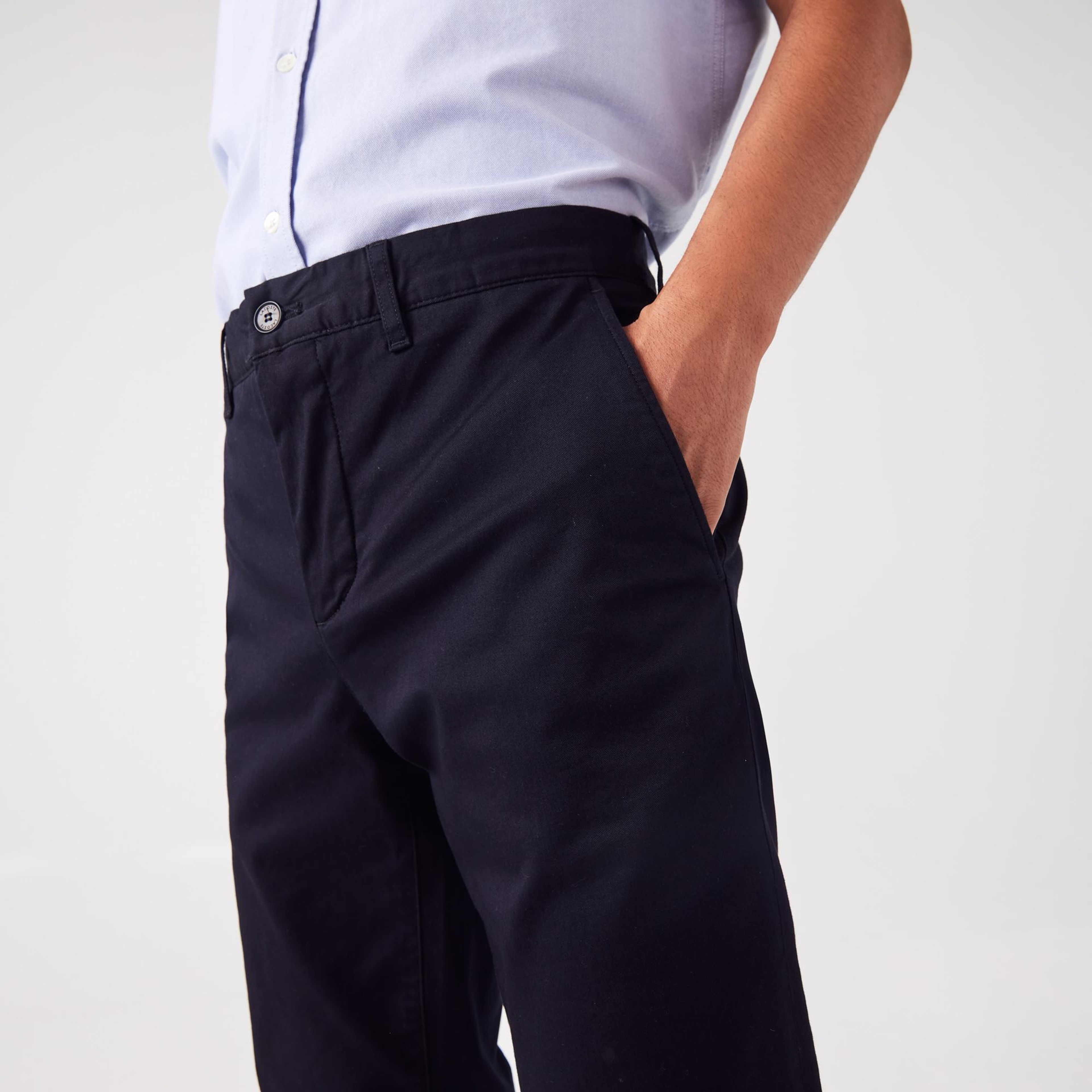 Erkek Slim Fit Chino Siyah Pantolon
