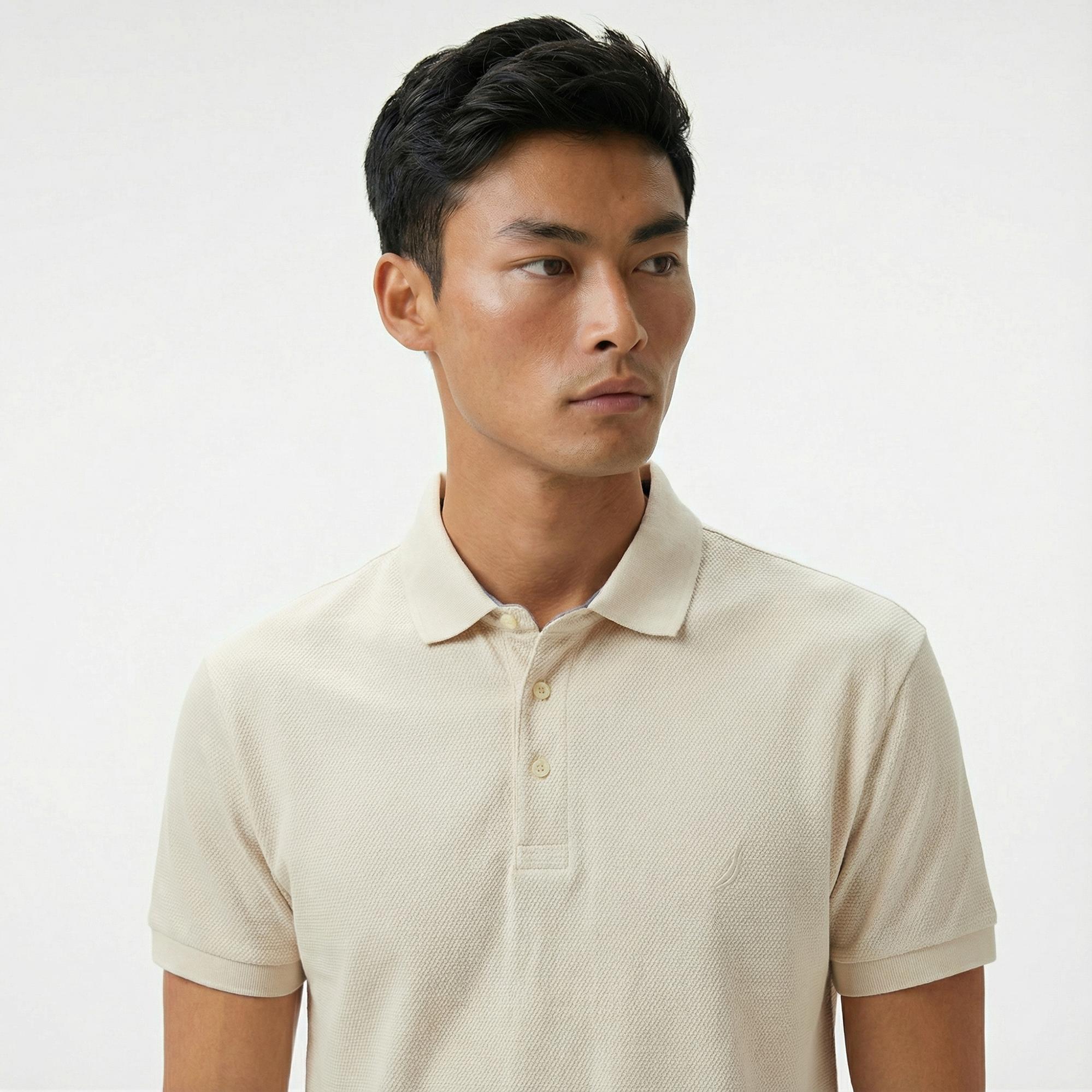 Nautica Erkek Bej Classic Fit Polo Yaka T-Shirt