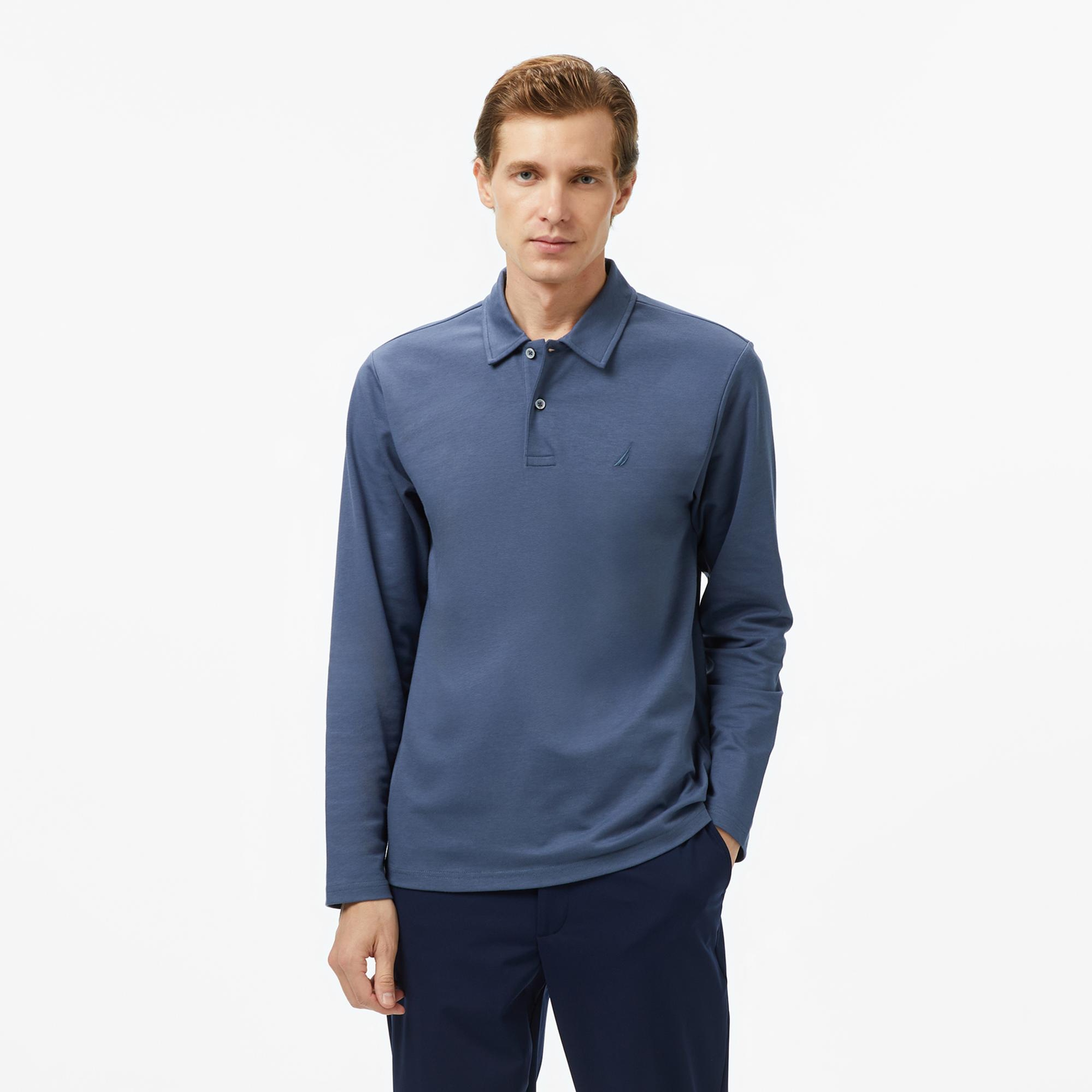 Nautica Erkek Mavi Classic Fit Uzun Kollu Polo Yaka T-Shirt