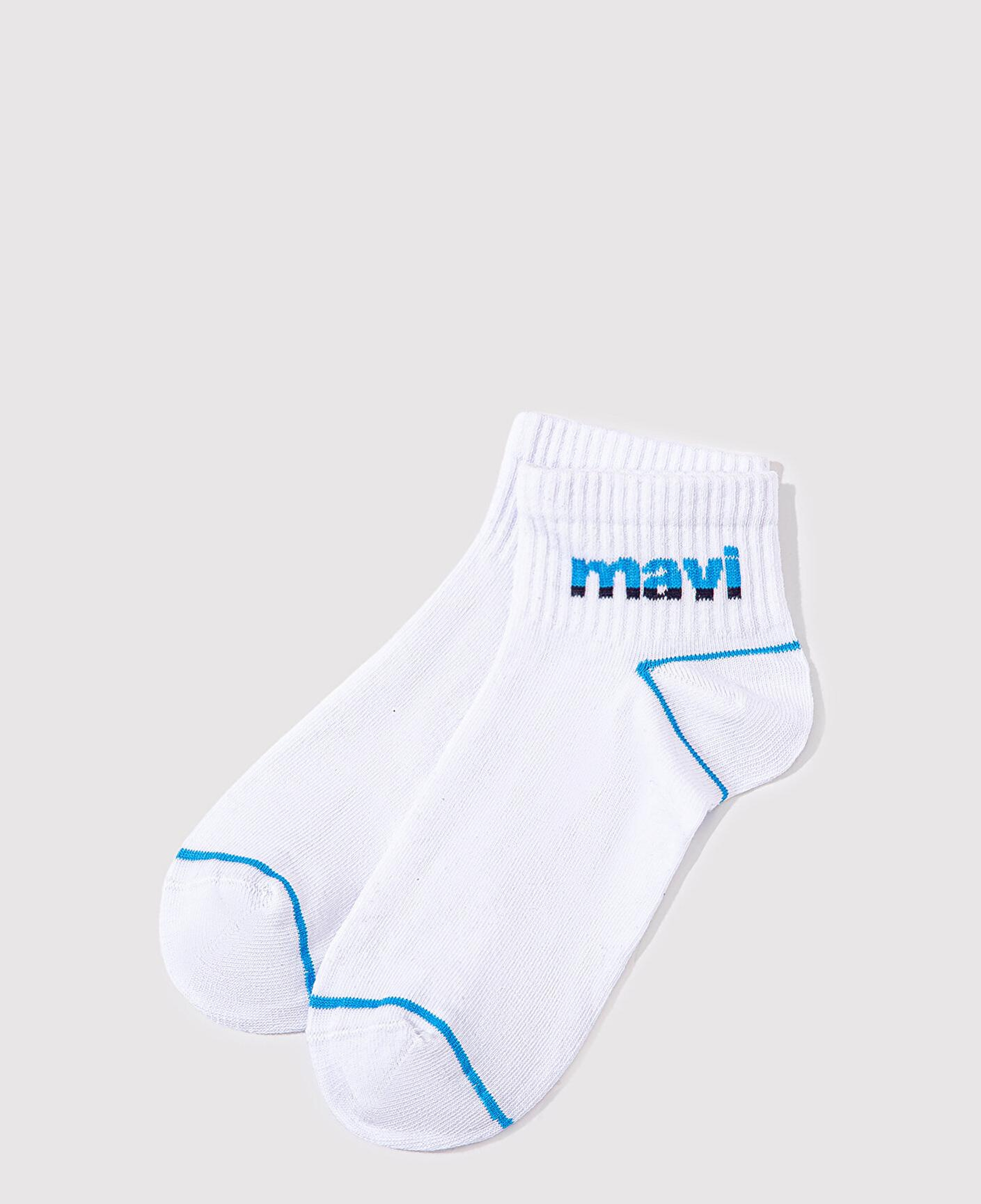 Mavi Mavi Logo Baskılı Beyaz Soket Çorap 092523-620