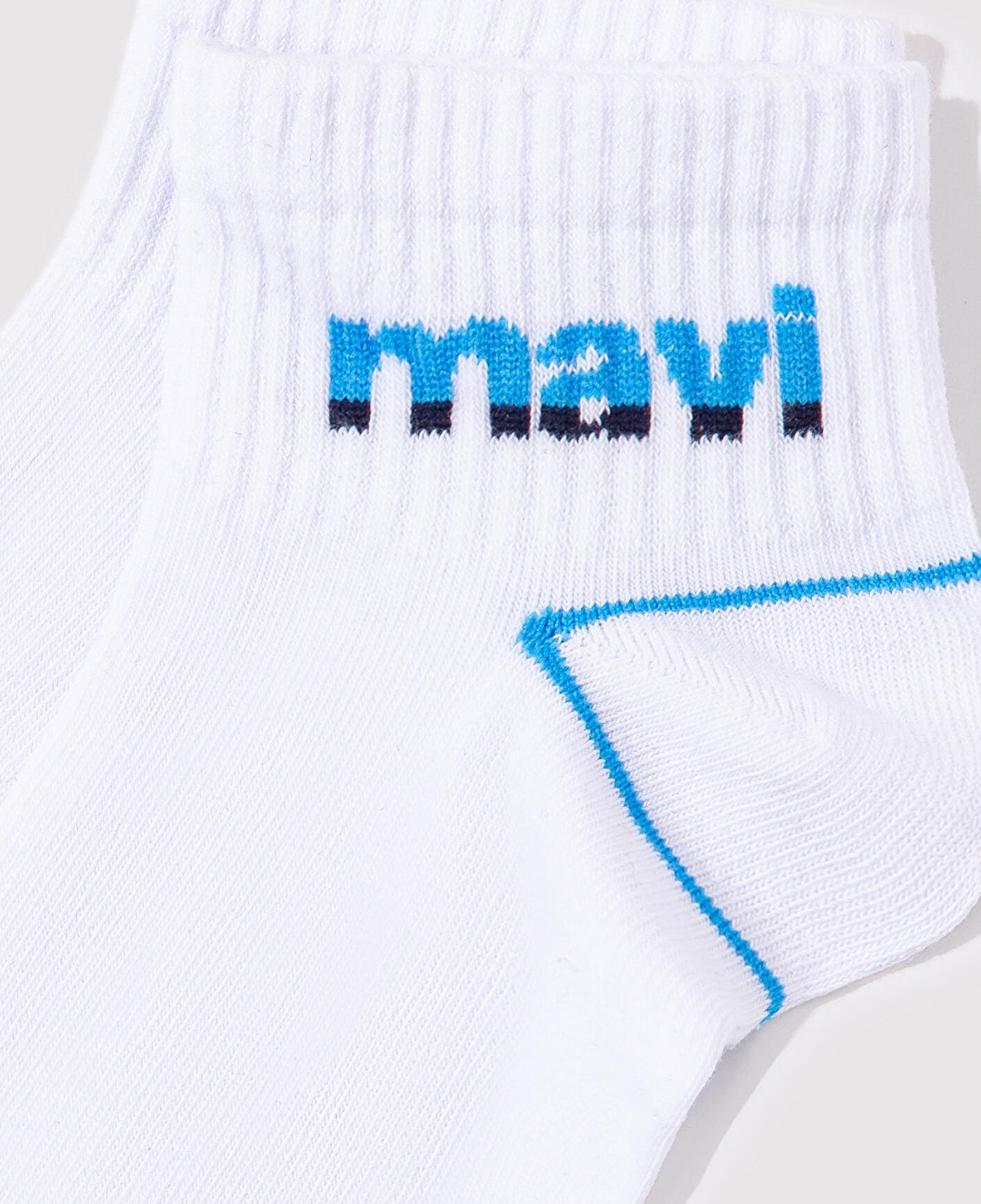 Mavi Mavi Logo Baskılı Beyaz Soket Çorap 092523-620
