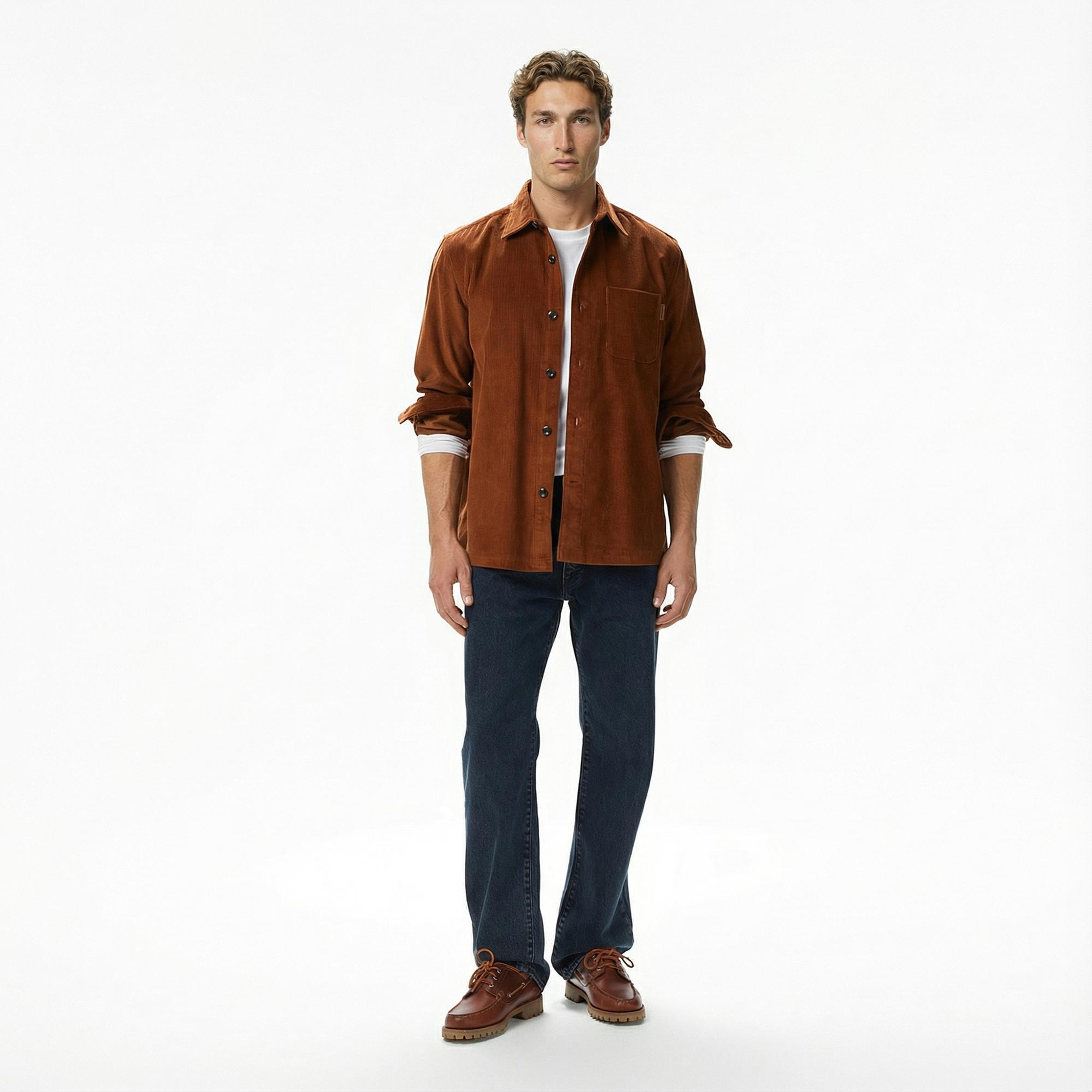 Tommy Hilfiger Corduroy Seasonal Quality Erkek Kahverengi Gömlek