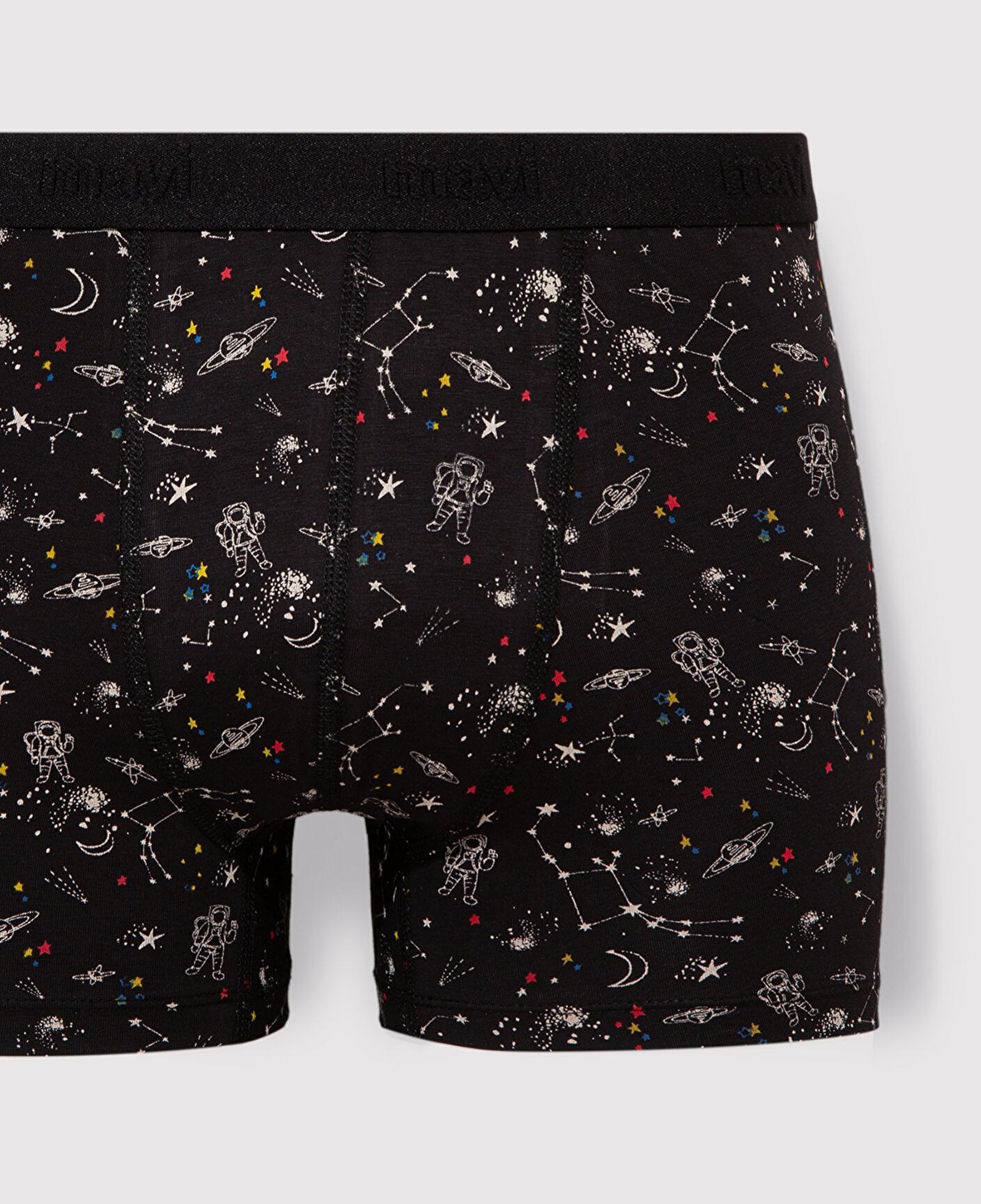 Mavi Galaksi Baskılı Siyah Boxer 092084-900