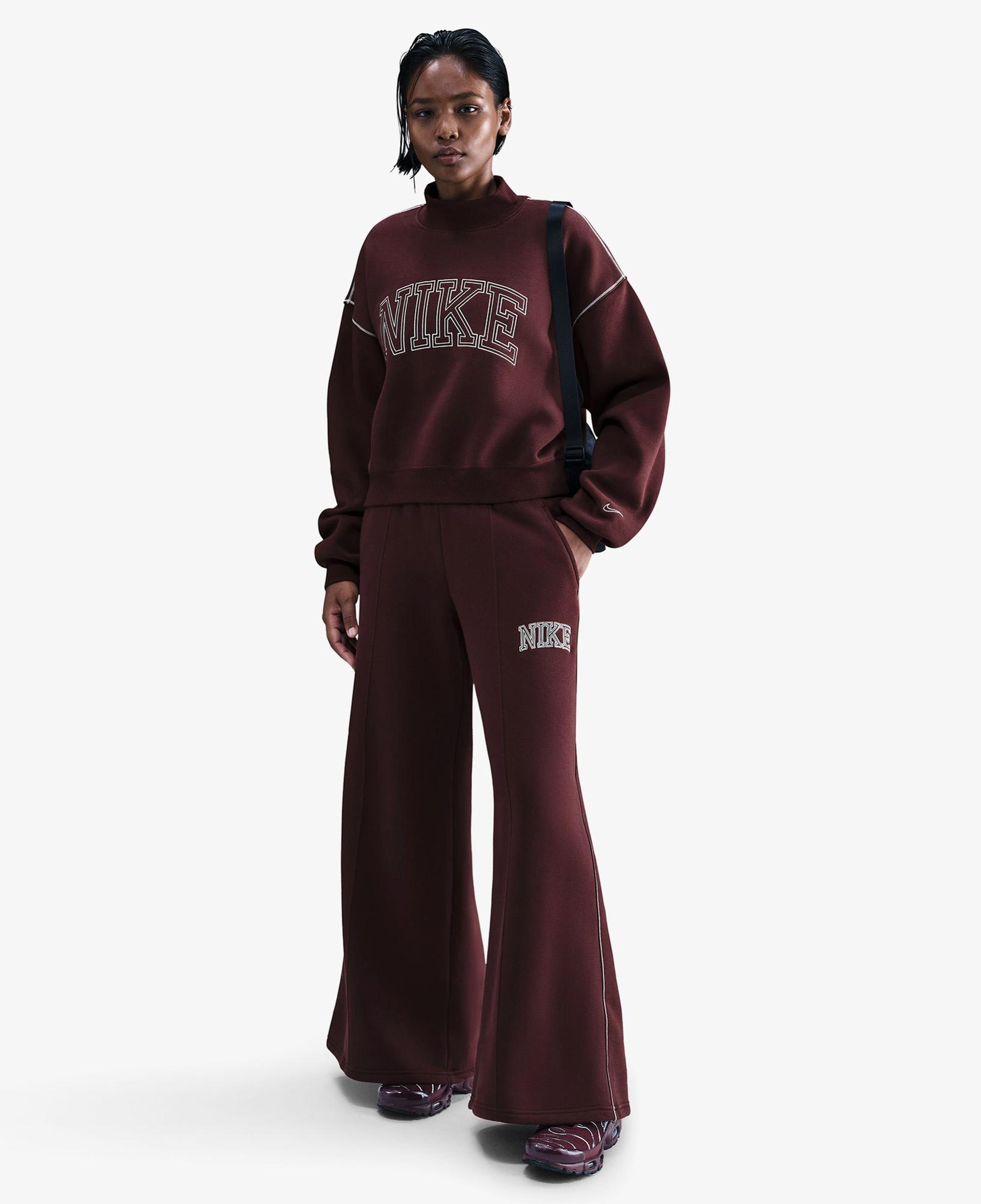 Nike Sportswear Phoenix Fleece Logo Kadın Bordo Eşofman Altı