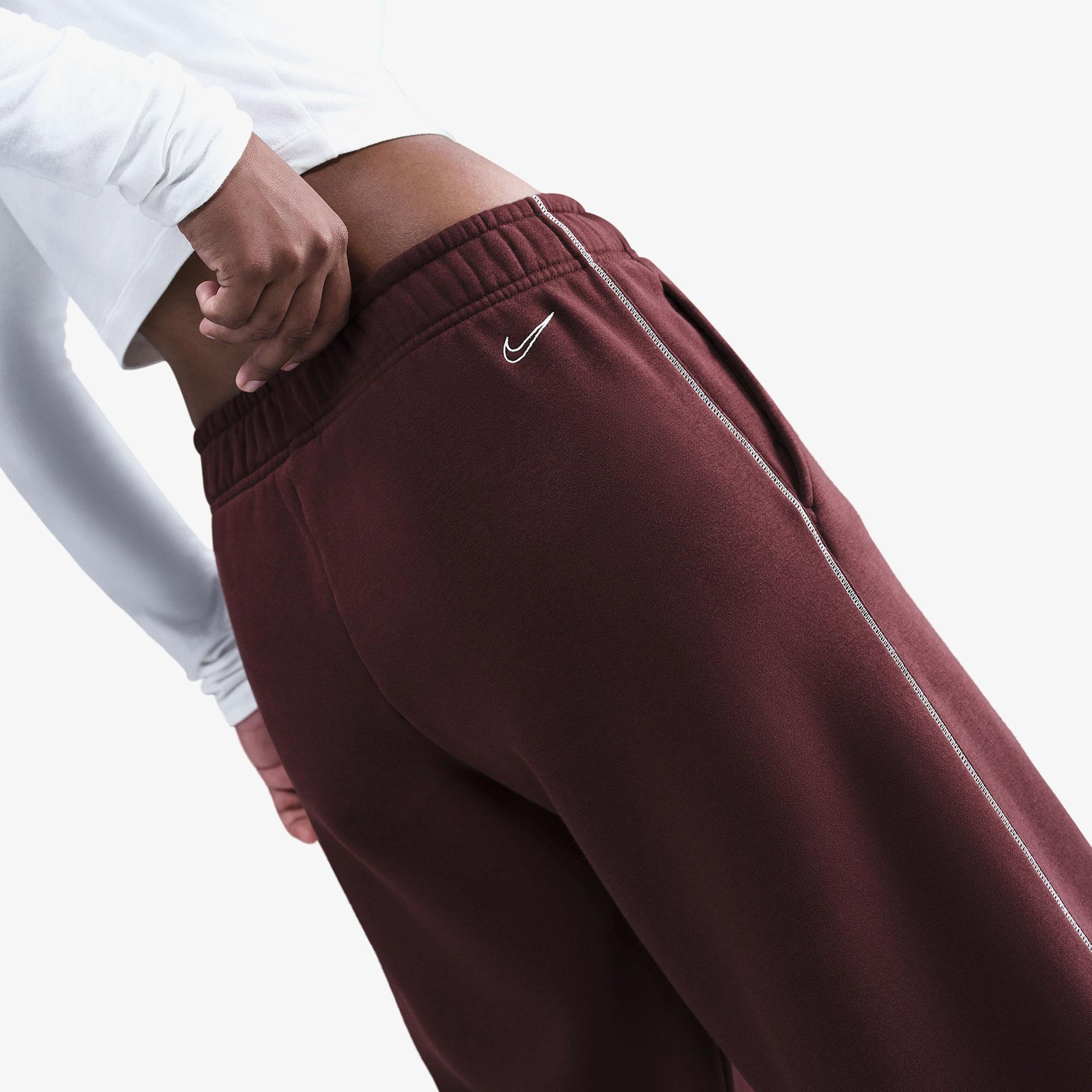Nike Sportswear Phoenix Fleece Logo Kadın Bordo Eşofman Altı