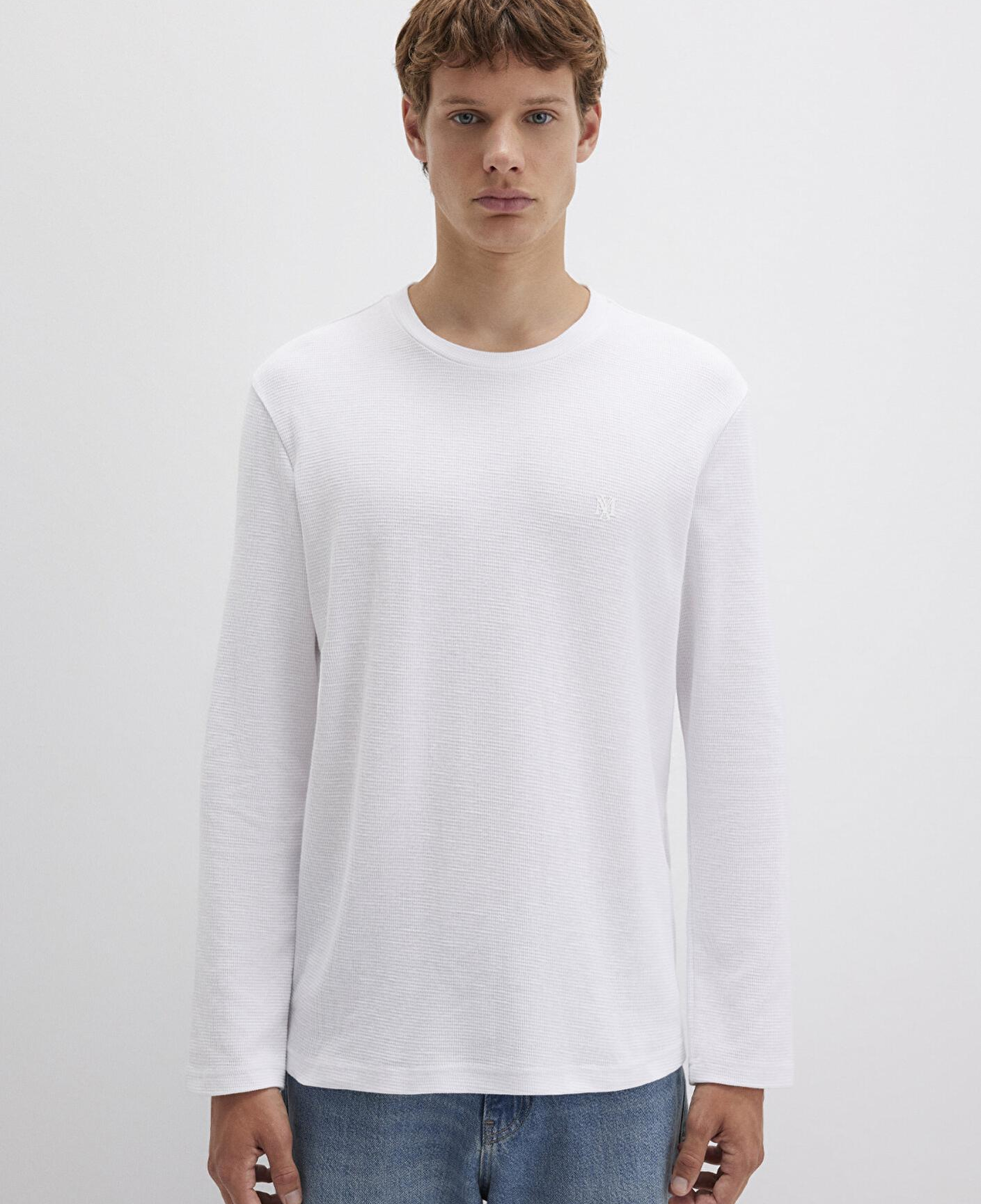 Mavi Uzun Kollu Beyaz Basic Tişört Slim Fit / Dar Kesim 065755-620