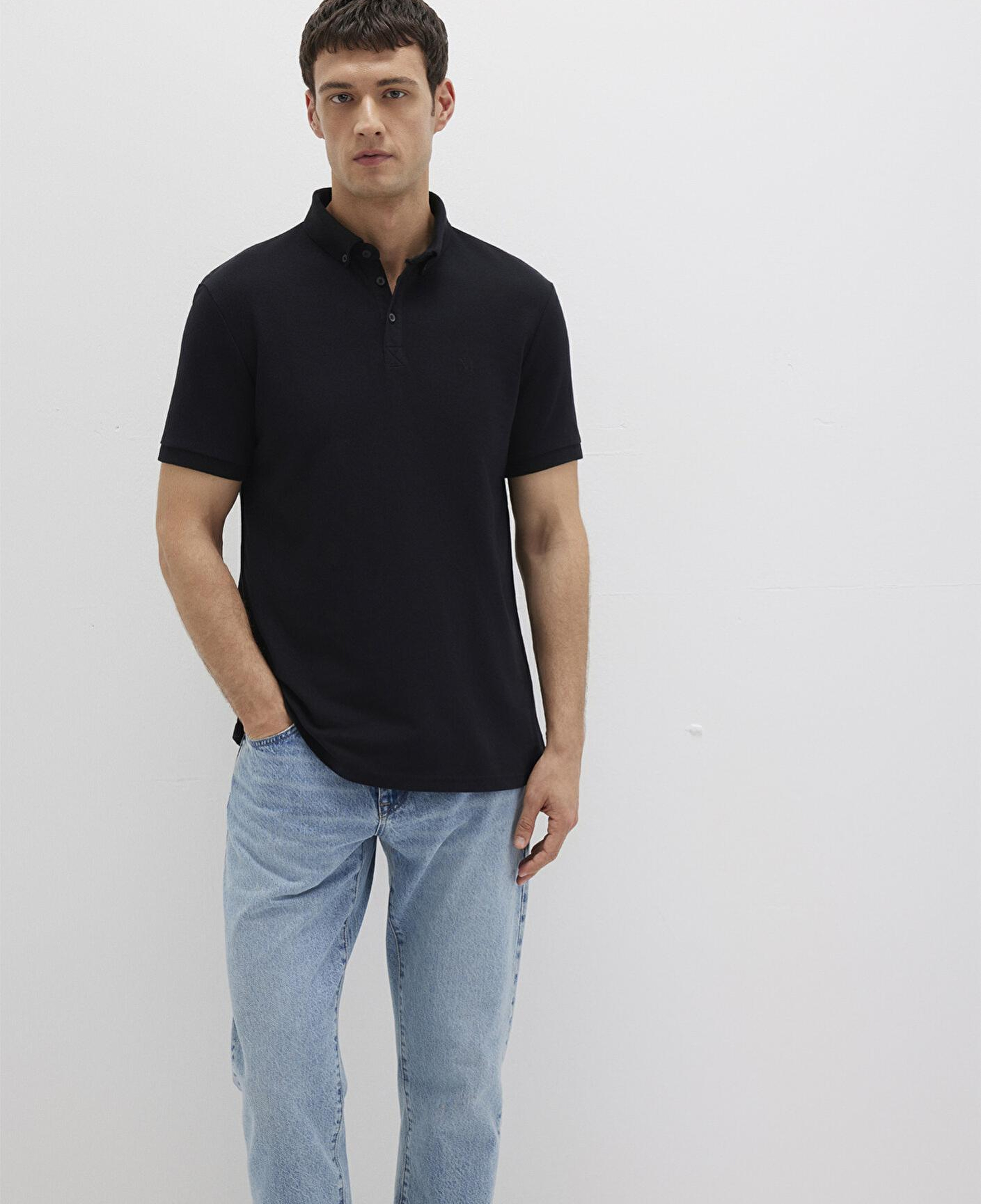 Mavi Siyah Polo Tişört Slim Fit / Dar Kesim 063247-900