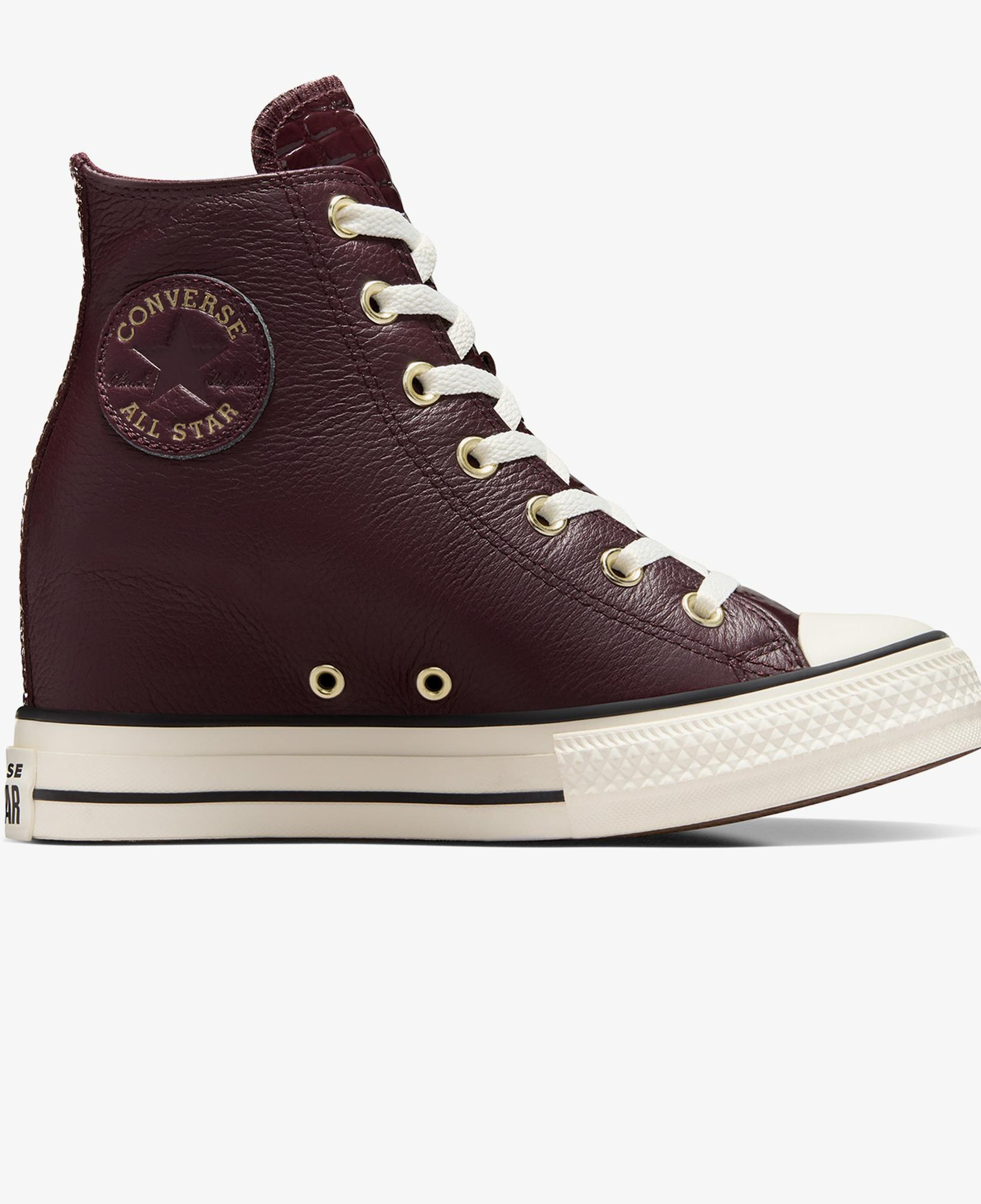 Converse Chuck Taylor All Star Wedge Unisex Bordo Deri Platform Sneaker