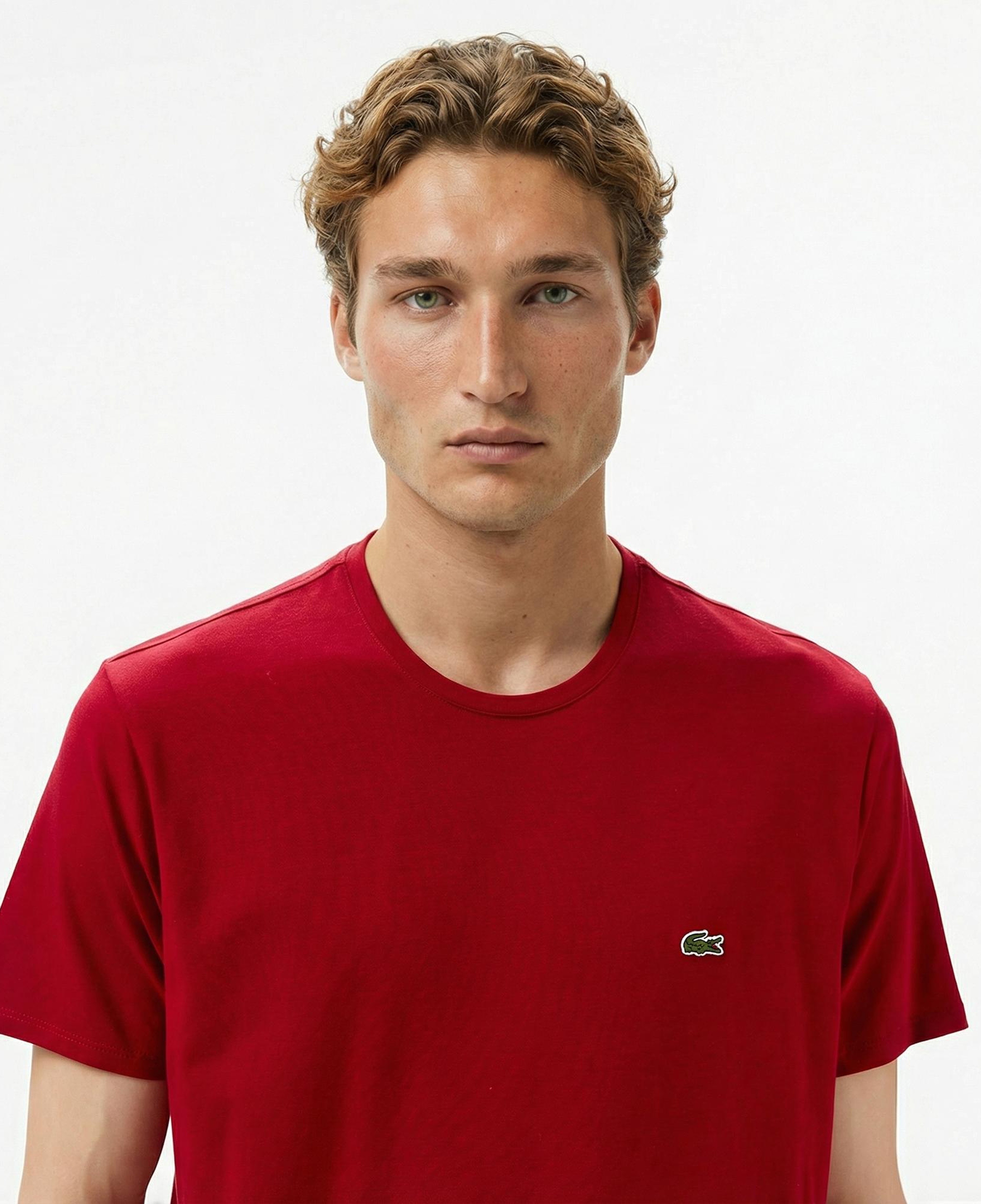 Lacoste Erkek Slim Fit Bisiklet Yaka Bordo T-Shirt