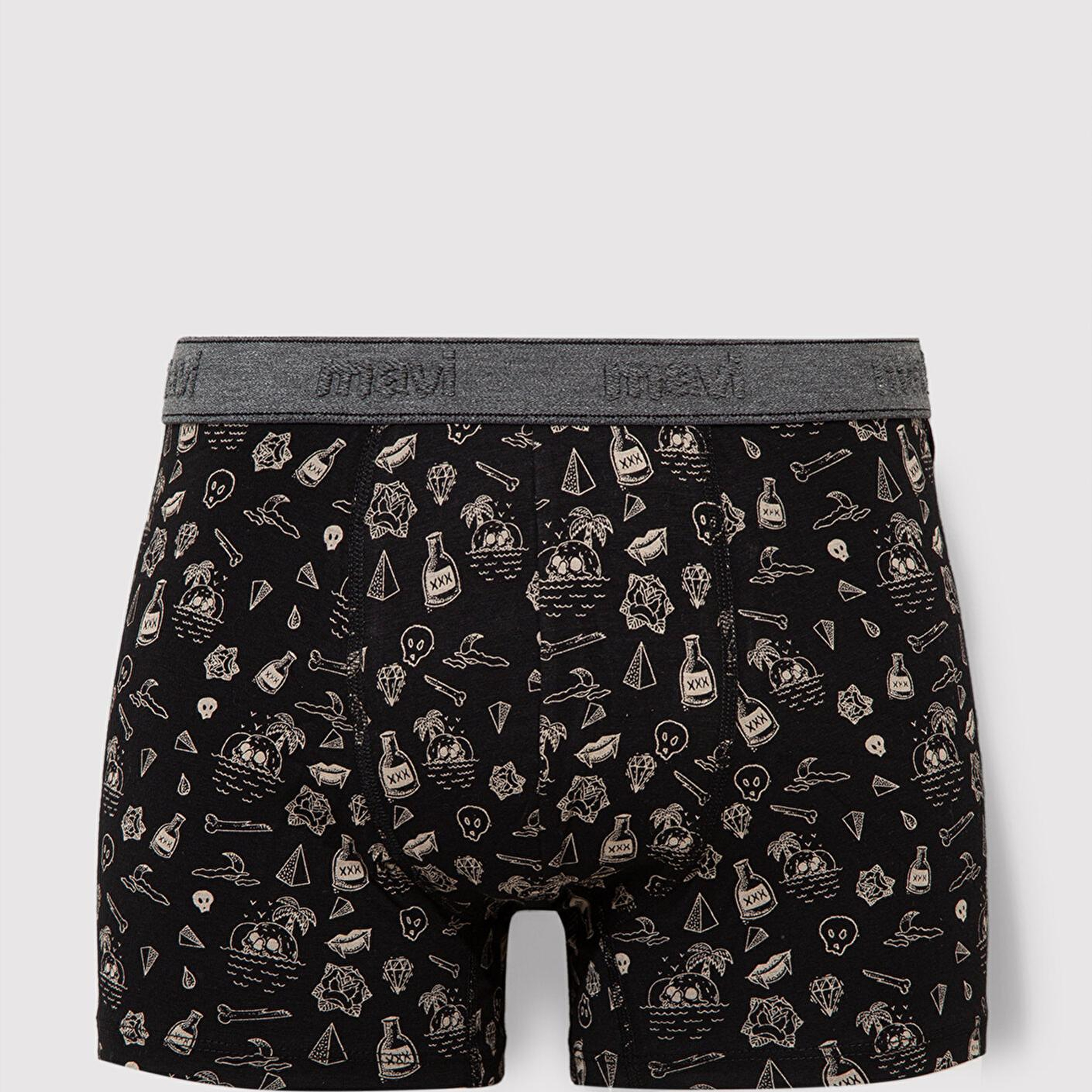 Mavi Baskılı Siyah Boxer 091719-900