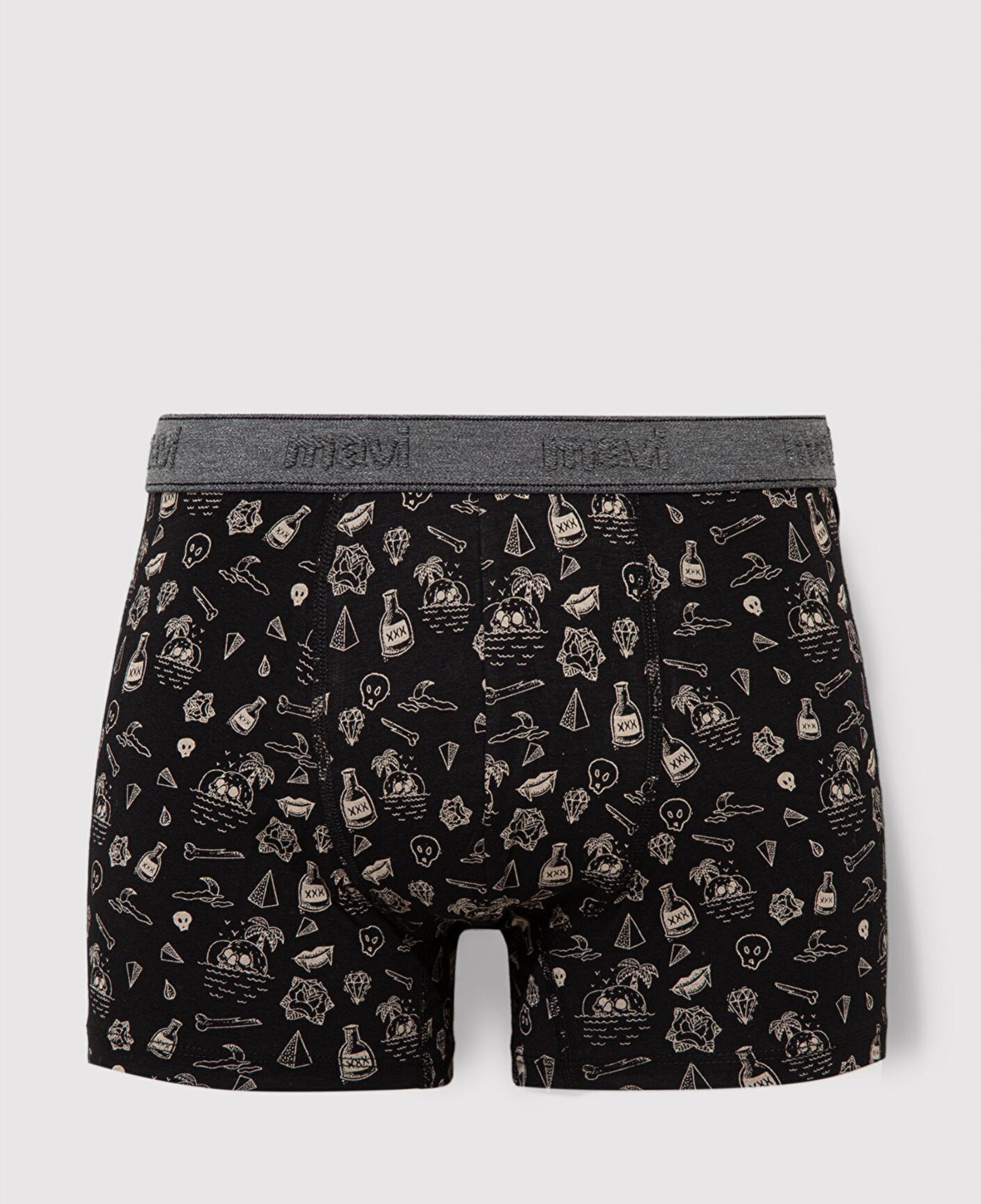 Mavi Baskılı Siyah Boxer 091719-900