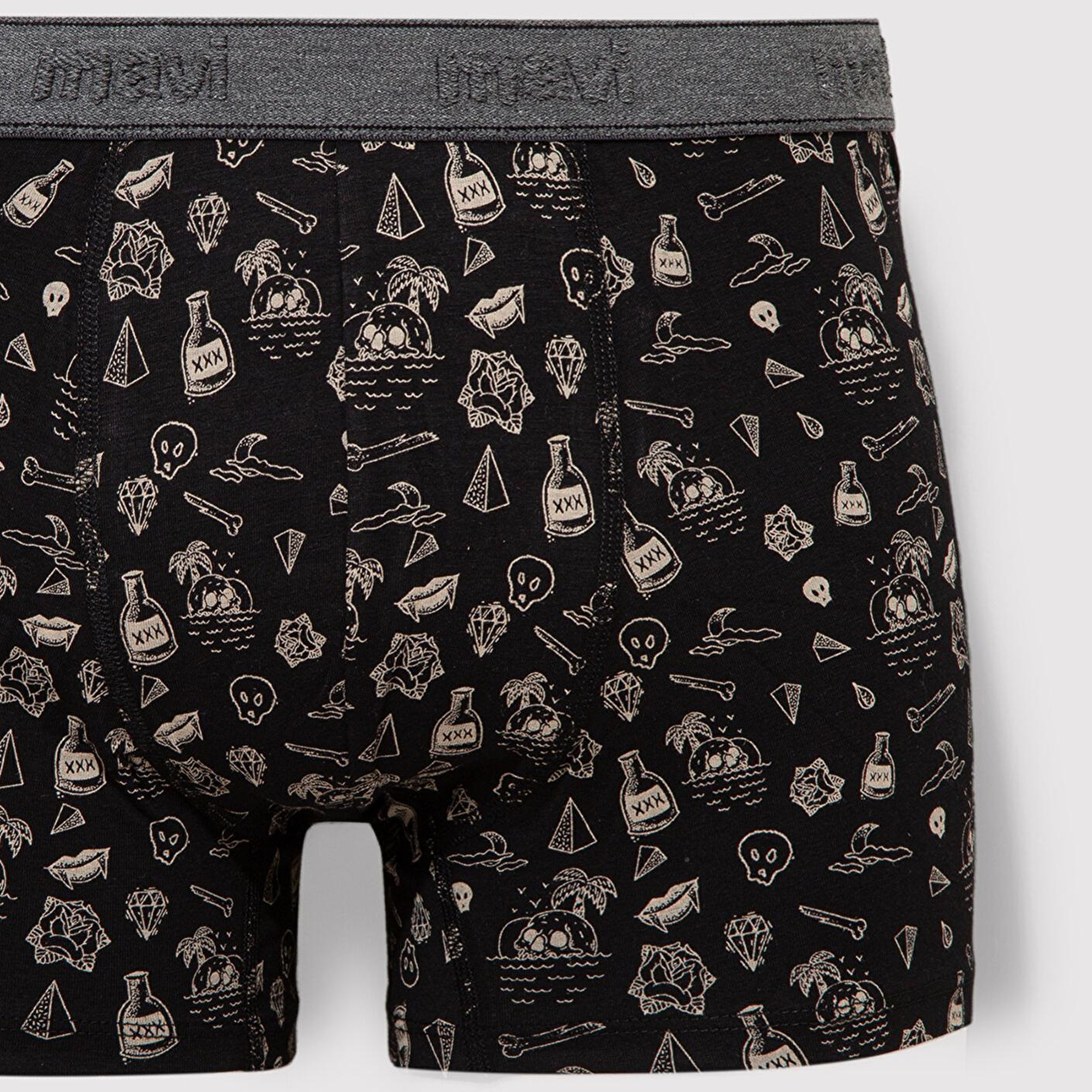 Mavi Baskılı Siyah Boxer 091719-900