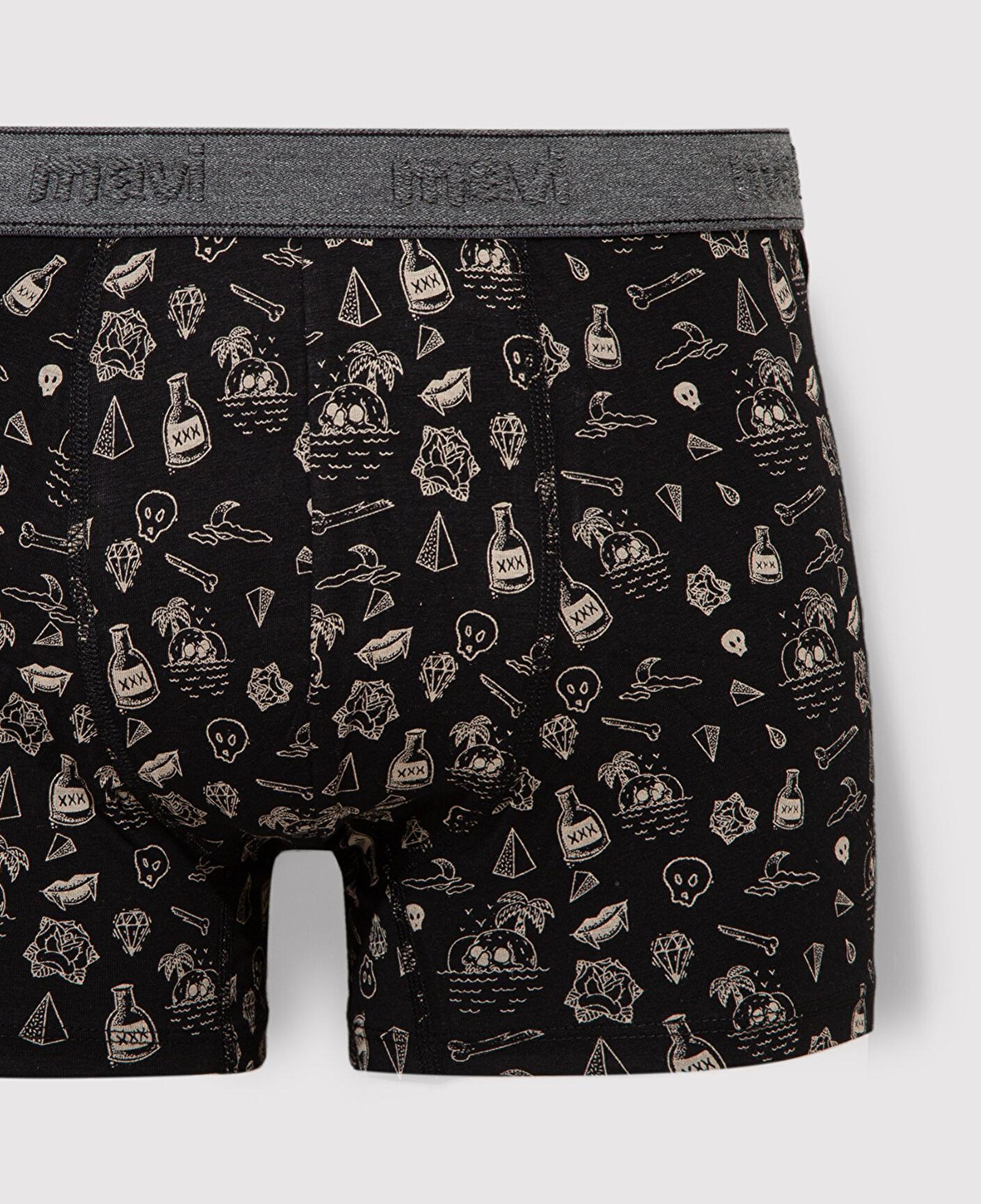 Mavi Baskılı Siyah Boxer 091719-900