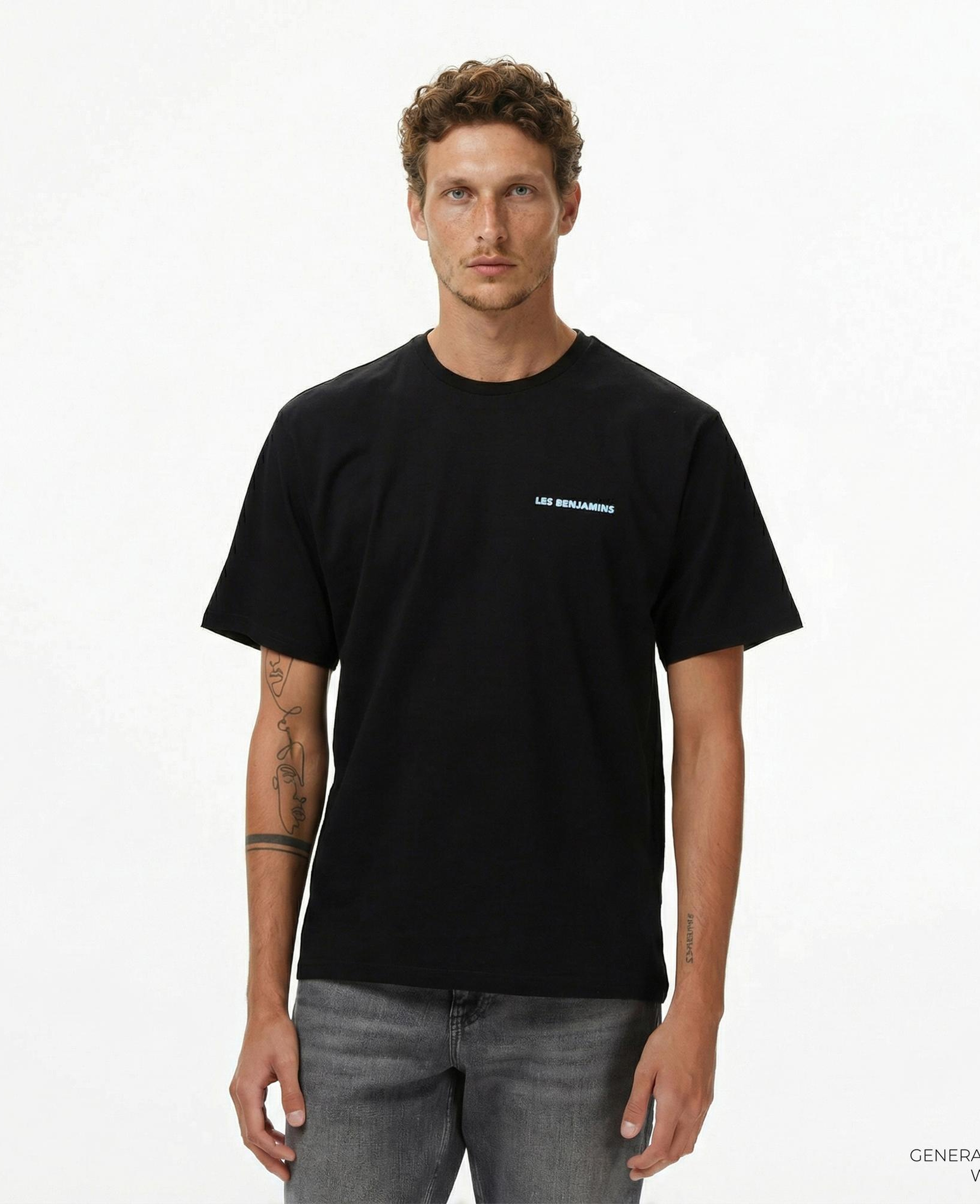 Les Benjamins Relaxed 028 Erkek Siyah T-Shirt
