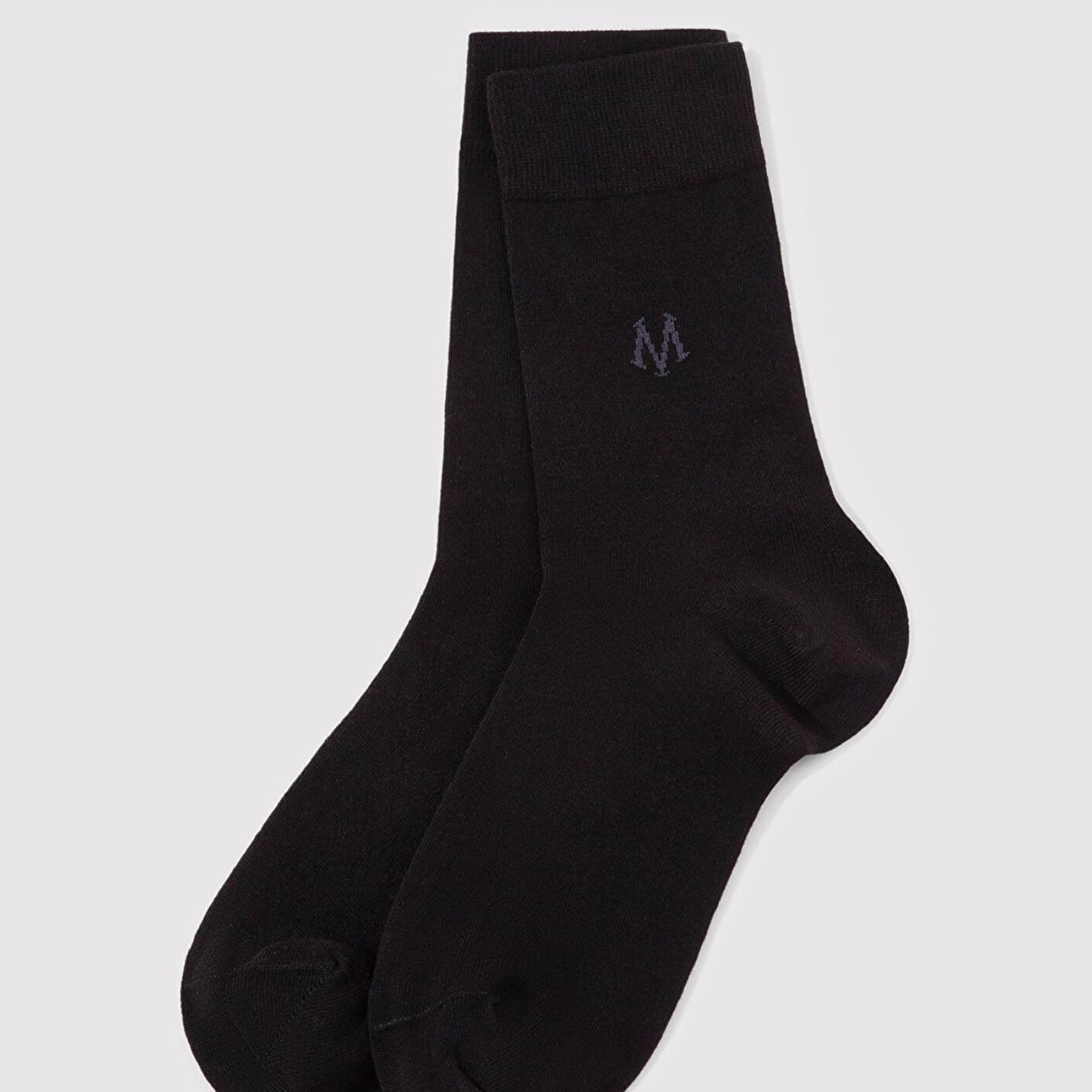 Mavi Mühür Logo Baskılı Siyah Soket Çorap 090250-26341
