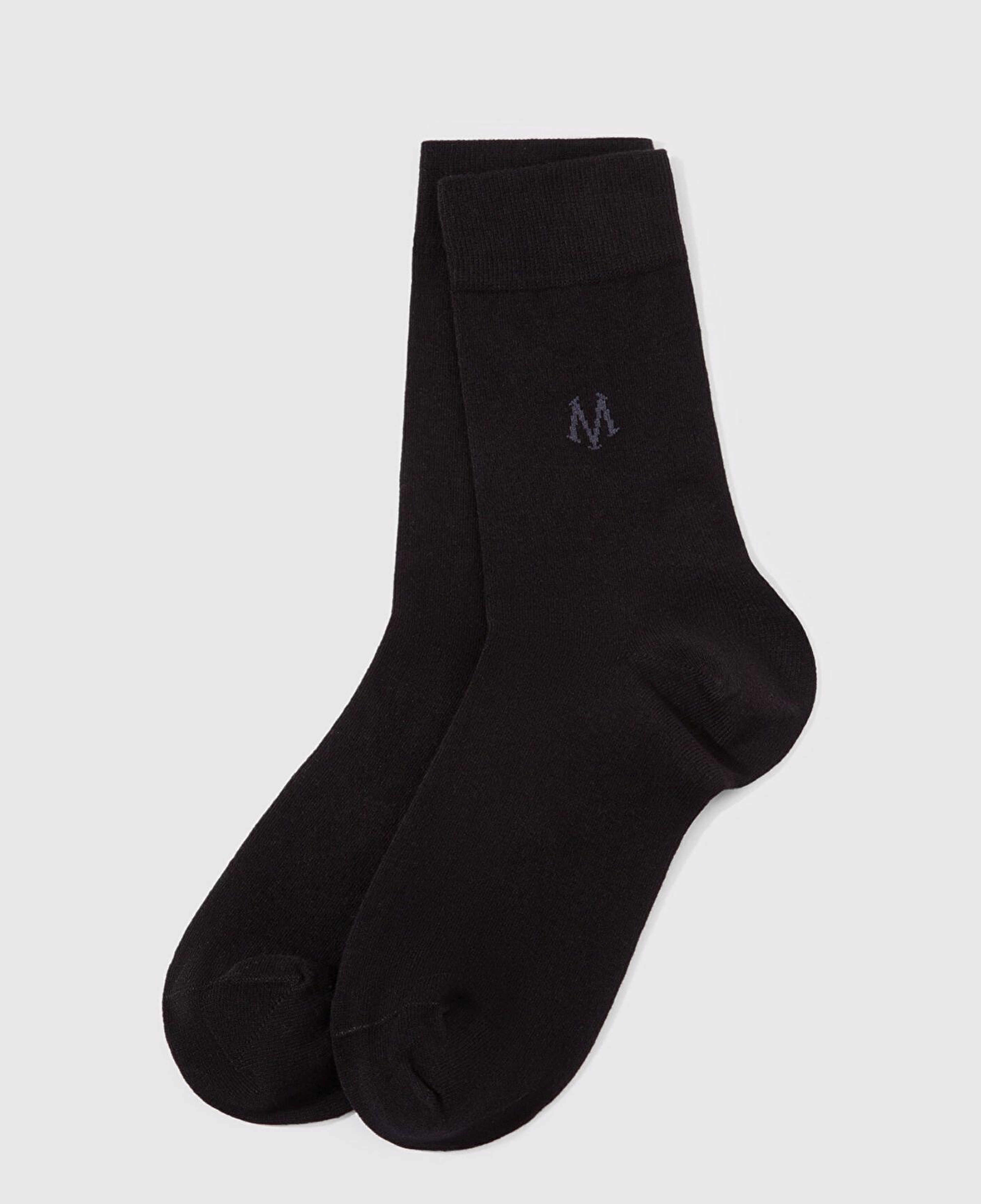 Mavi Mühür Logo Baskılı Siyah Soket Çorap 090250-26341