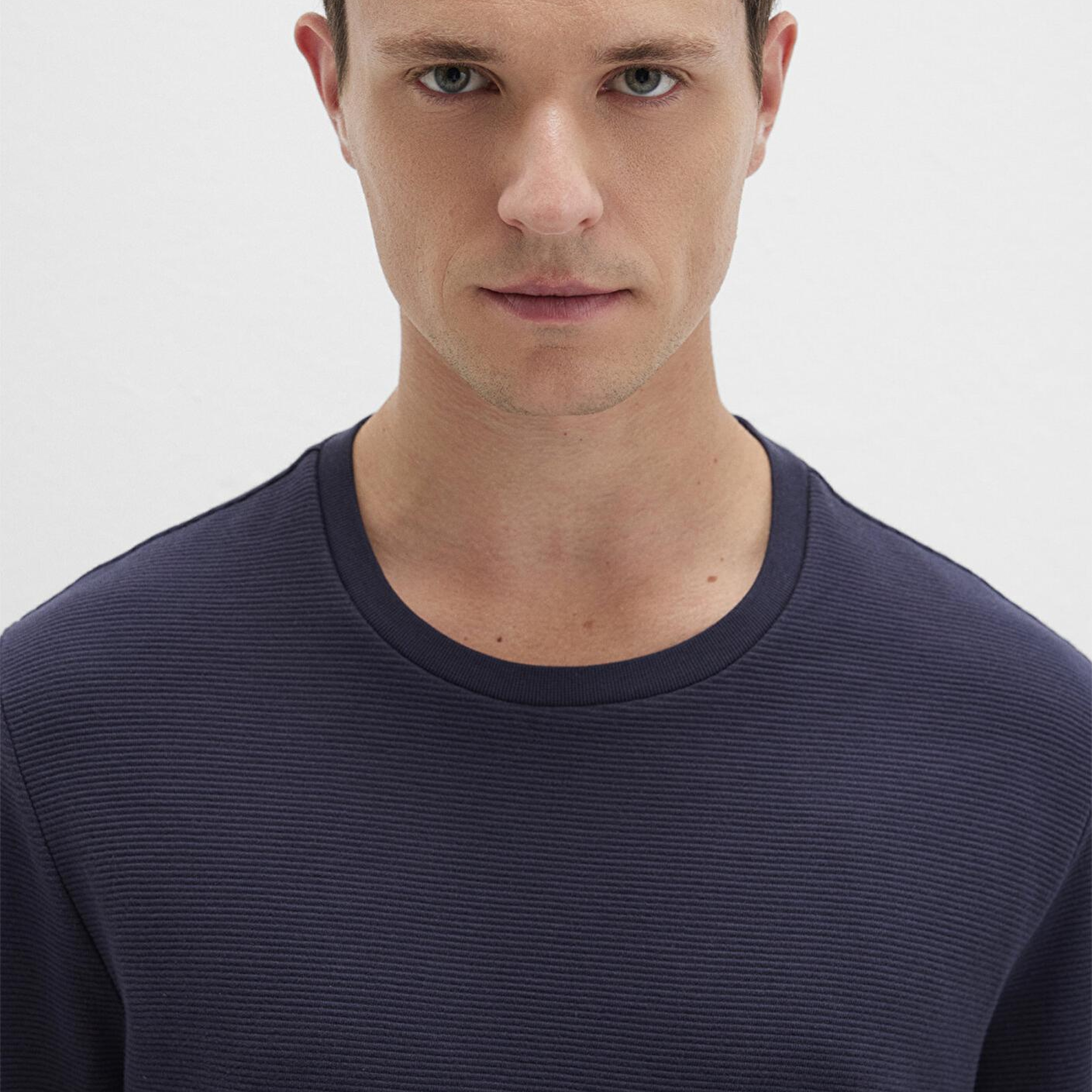 Mavi Uzun Kollu Dokulu Lacivert Tişört Slim Fit / Dar Kesim 064622-26828